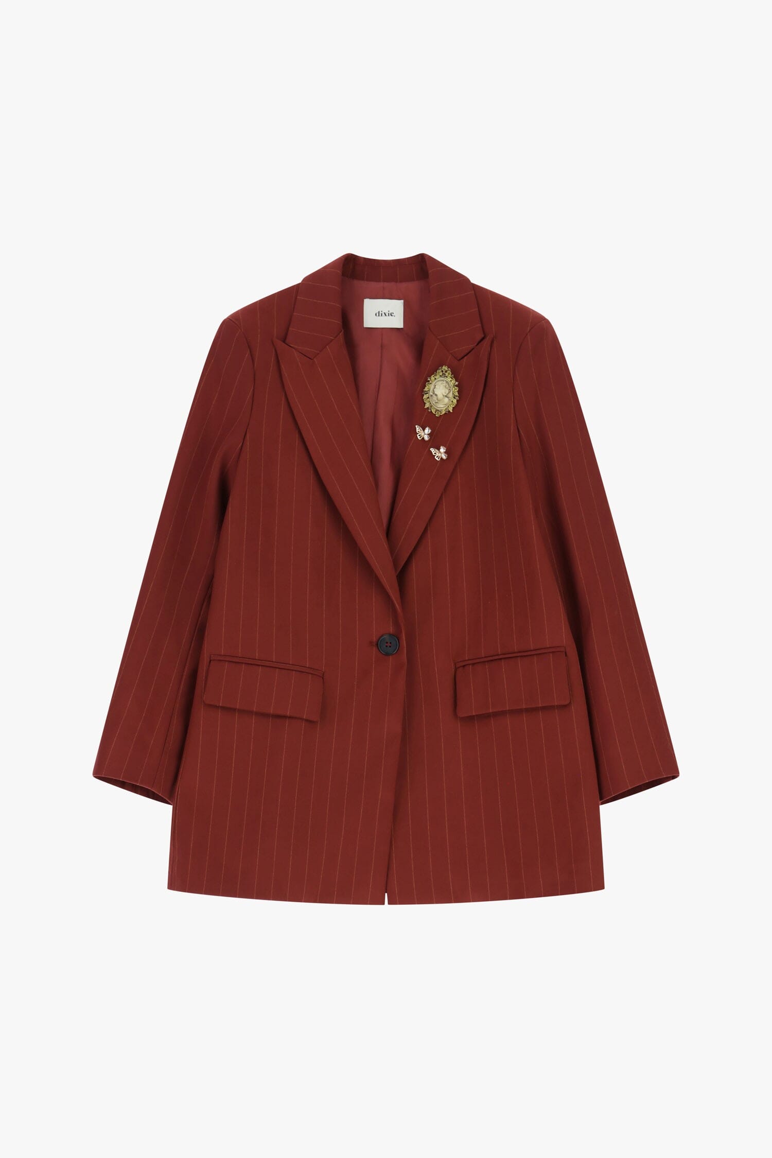 Blazer A Righe Con Spilla Decorativa E Tasche Dixie