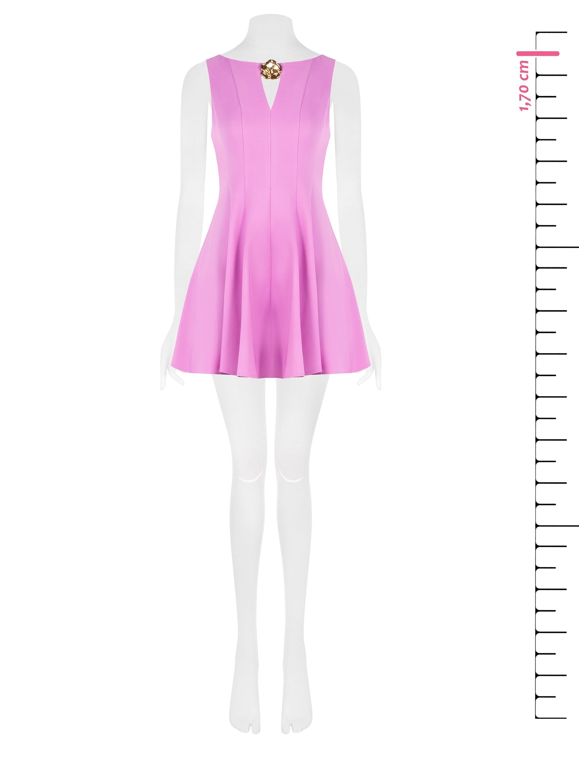 Abito Corto A Ruota Con Cut-Out E Spilla A Rosa Rinascimento