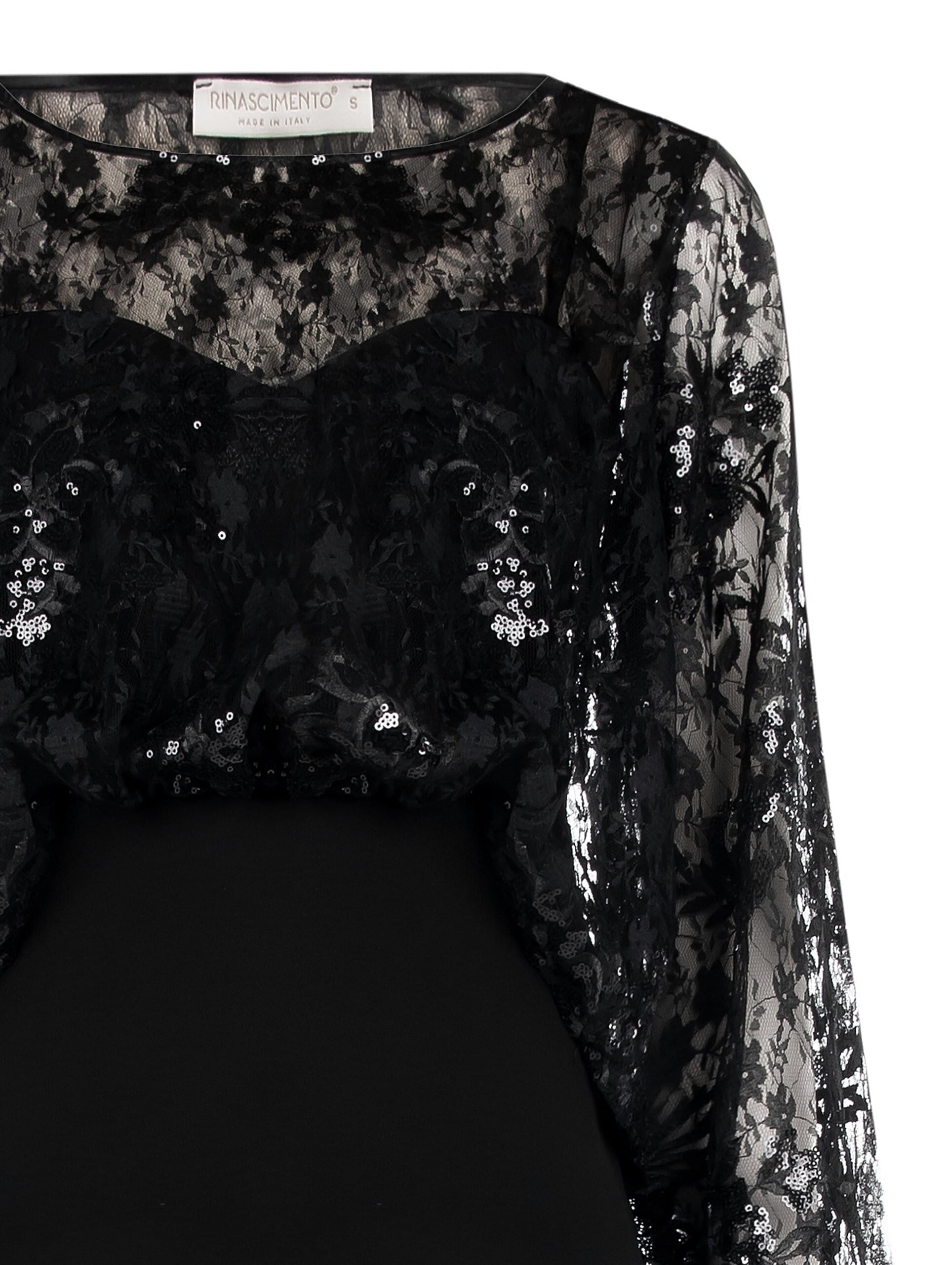 Abito Corto A Tubino In Scuba Crepe Con Mantella In Pizzo E Paillettes Rinascimento