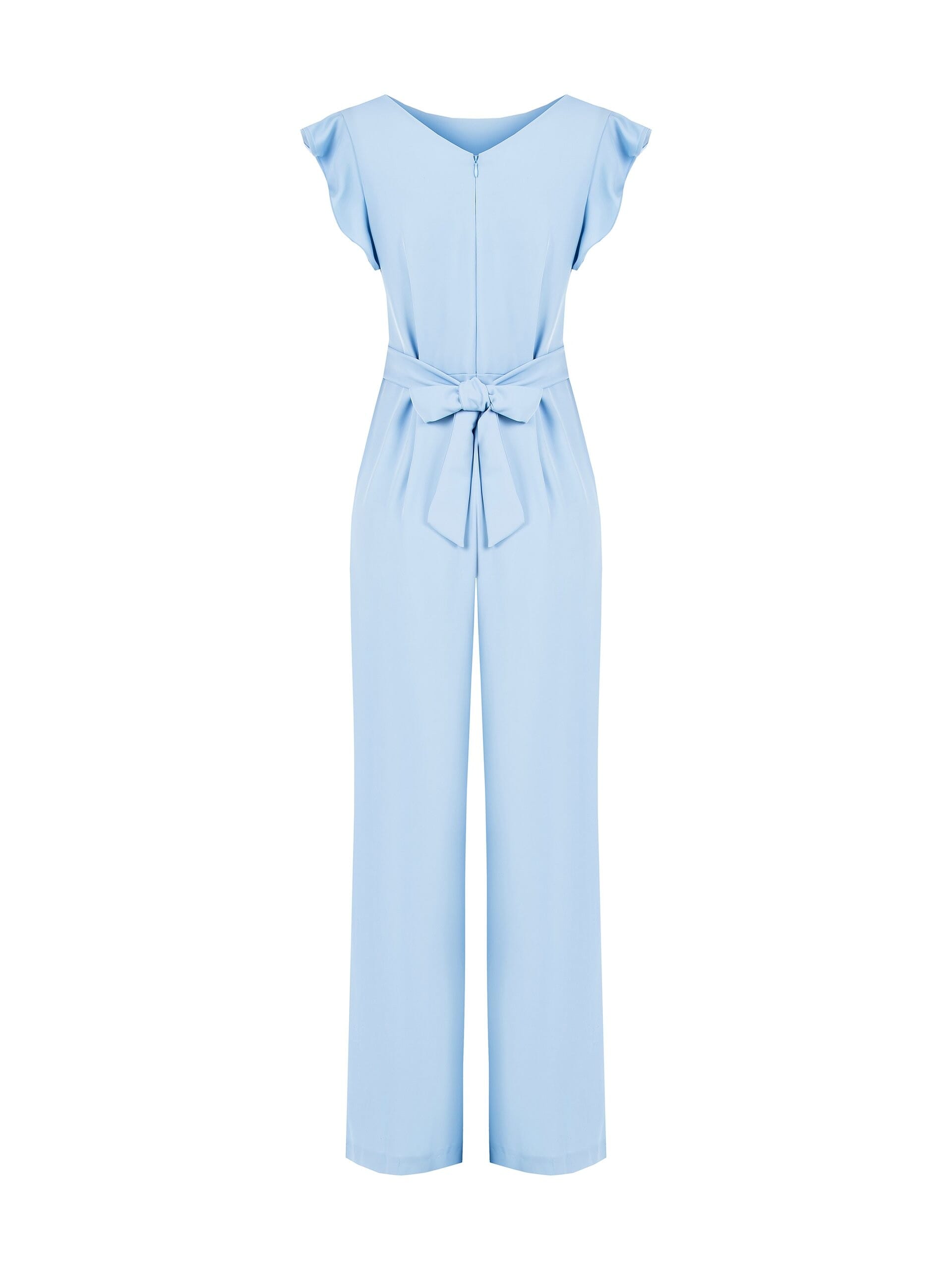 Tuta Intera Palazzo In Tessuto Fluido Con Scollo A V Dietro E Cintura Logo Rigida Coordinata Rinascimento