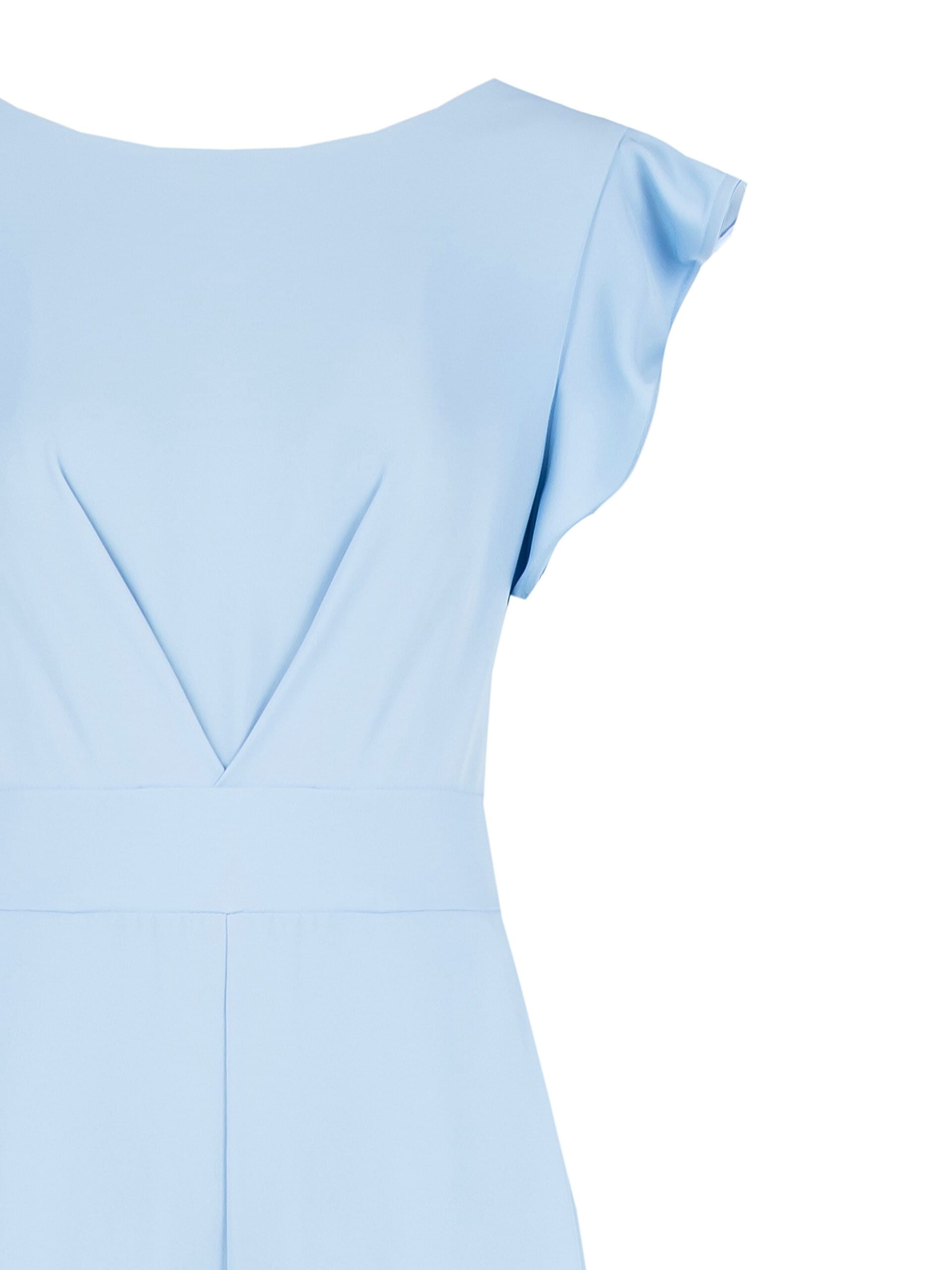 Tuta Intera Palazzo In Tessuto Fluido Con Scollo A V Dietro E Cintura Logo Rigida Coordinata Rinascimento