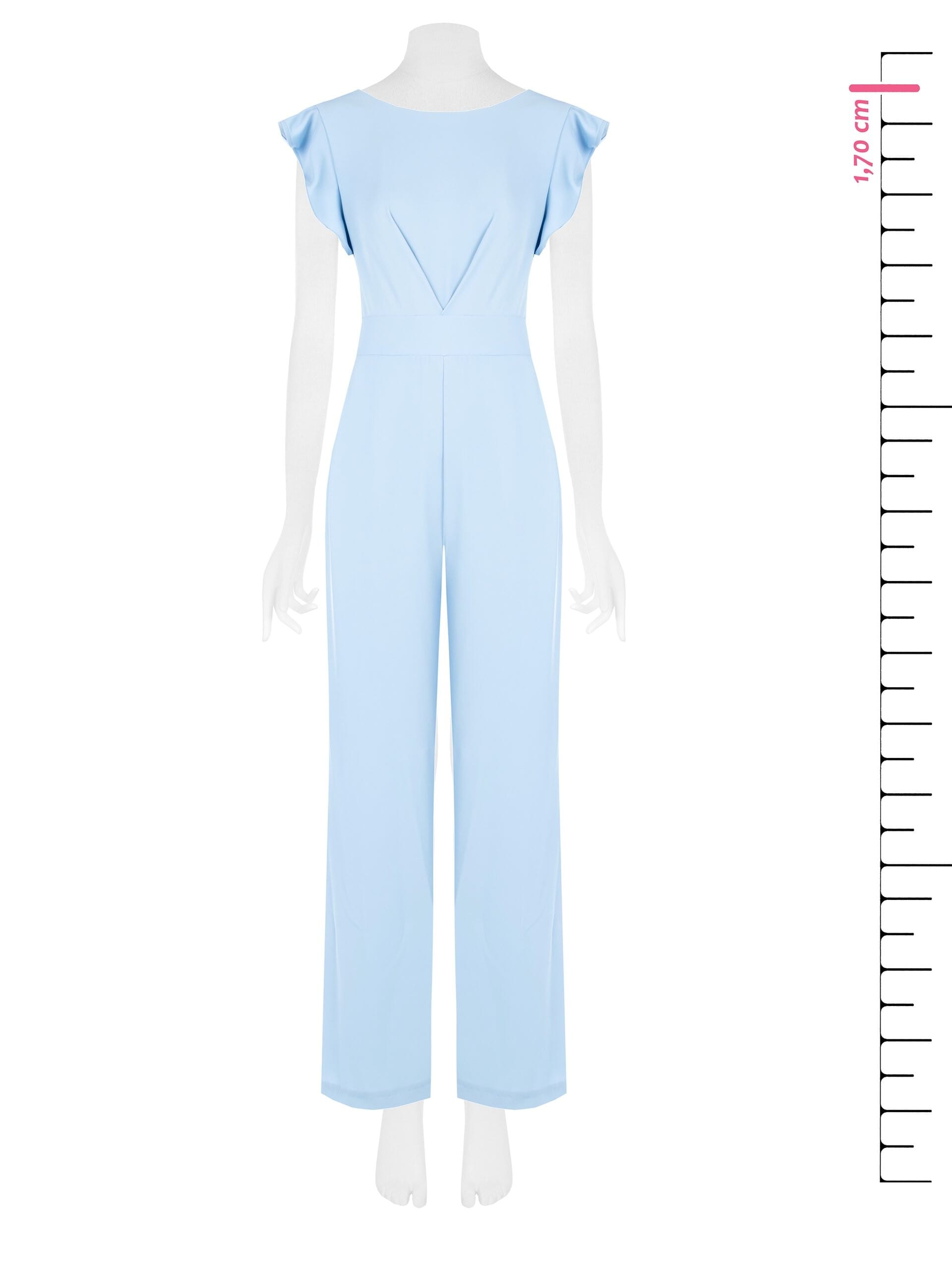 Tuta Intera Palazzo In Tessuto Fluido Con Scollo A V Dietro E Cintura Logo Rigida Coordinata Rinascimento