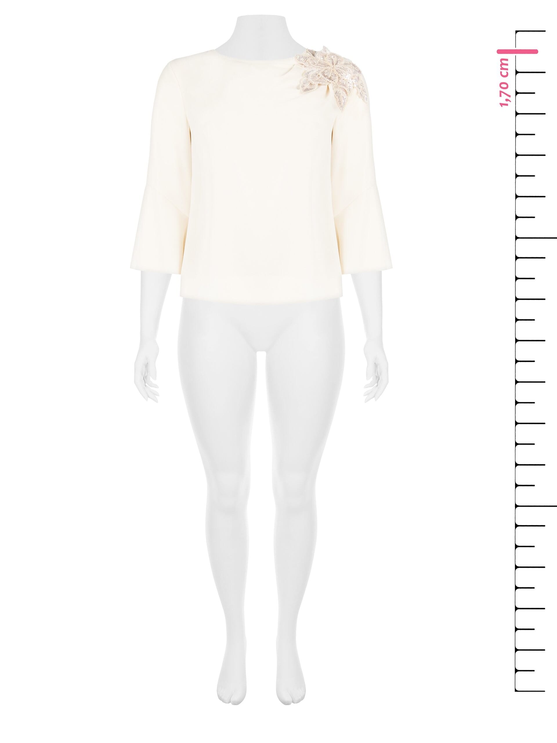 Curvy Wide Georgette Blouse With Flower Covered In Sequins Rinascimento Curvy