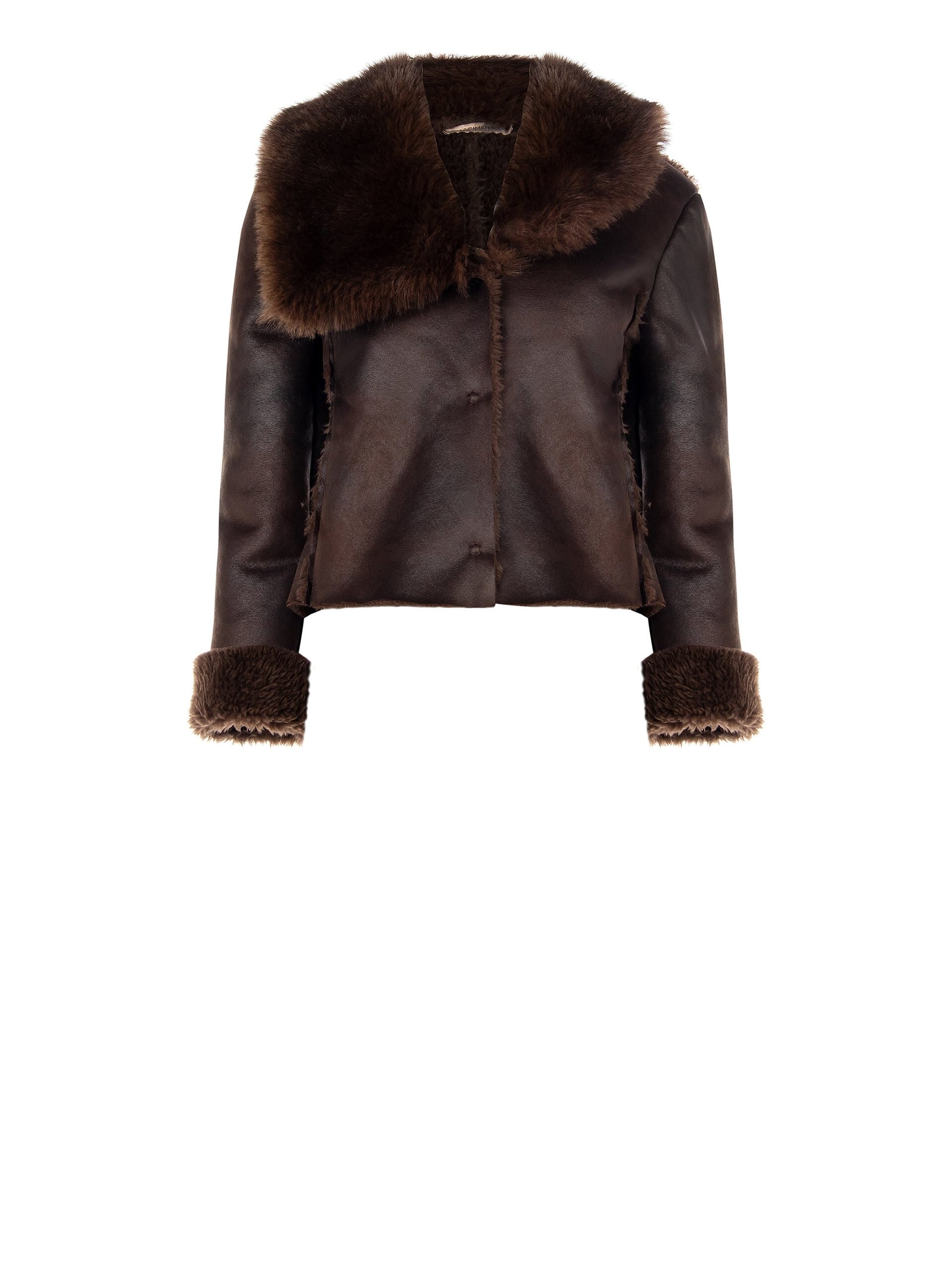 Cappotto Corto Simil Montone Con Collo E Polsini In Pelliccia Sintetica Rinascimento