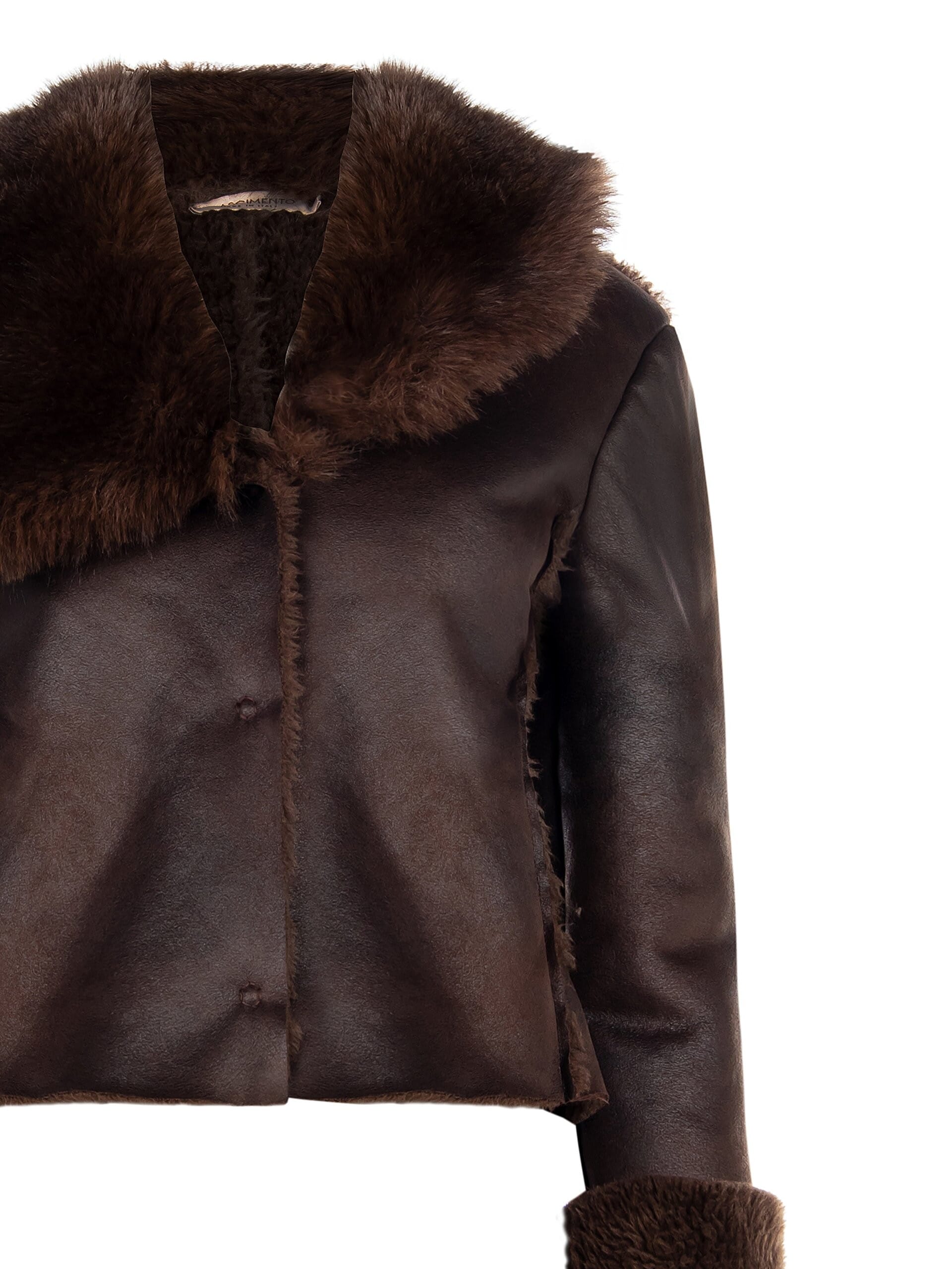 Cappotto Corto Simil Montone Con Collo E Polsini In Pelliccia Sintetica Rinascimento