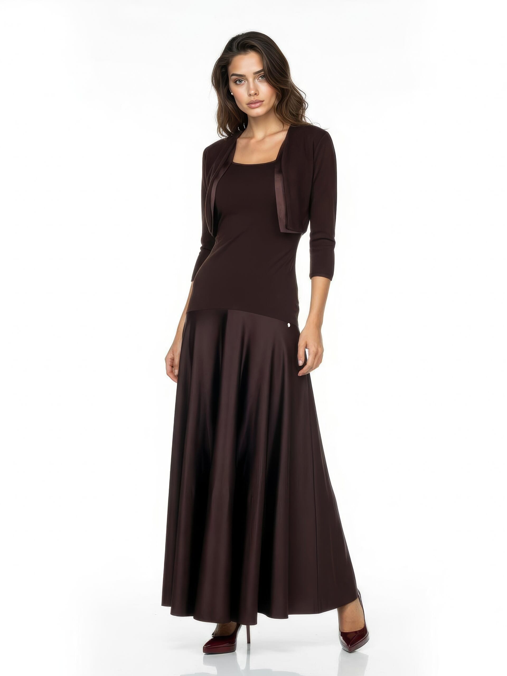 Boléro en crêpe de scuba avec détails en satin Rinascimento