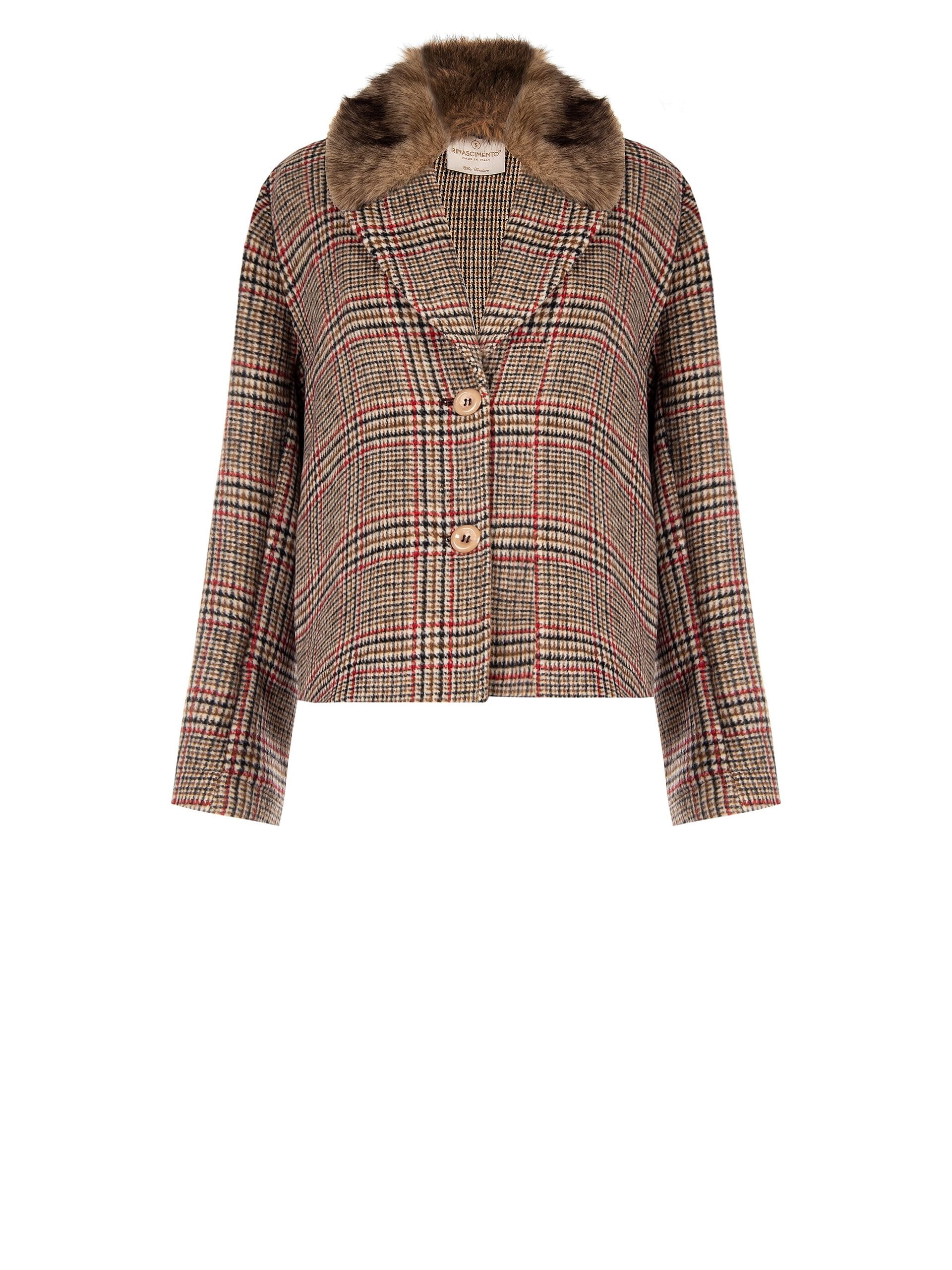 Manteau court Rinascimento avec col en fourrure synthétique amovible