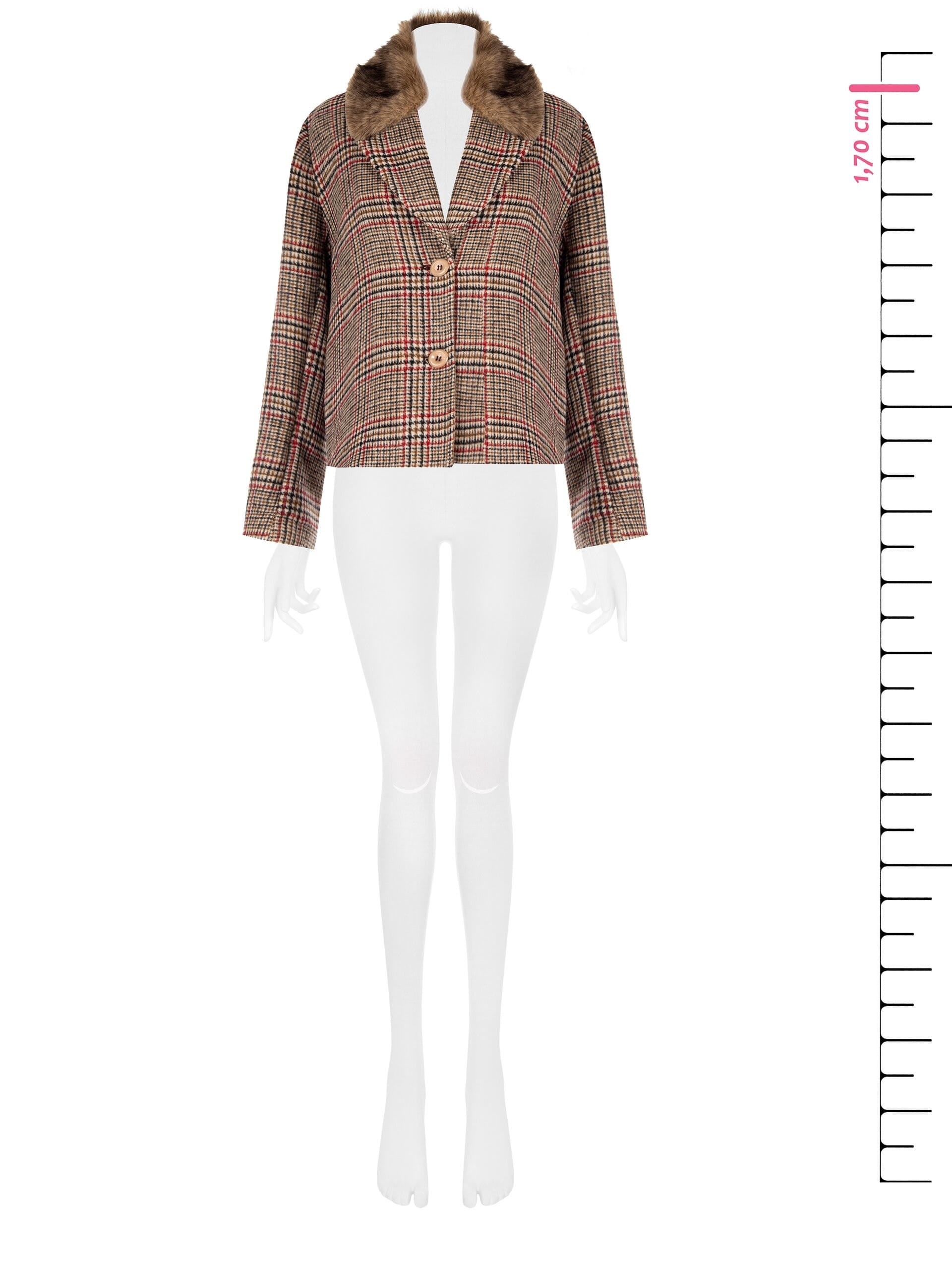 Manteau court Rinascimento avec col en fourrure synthétique amovible