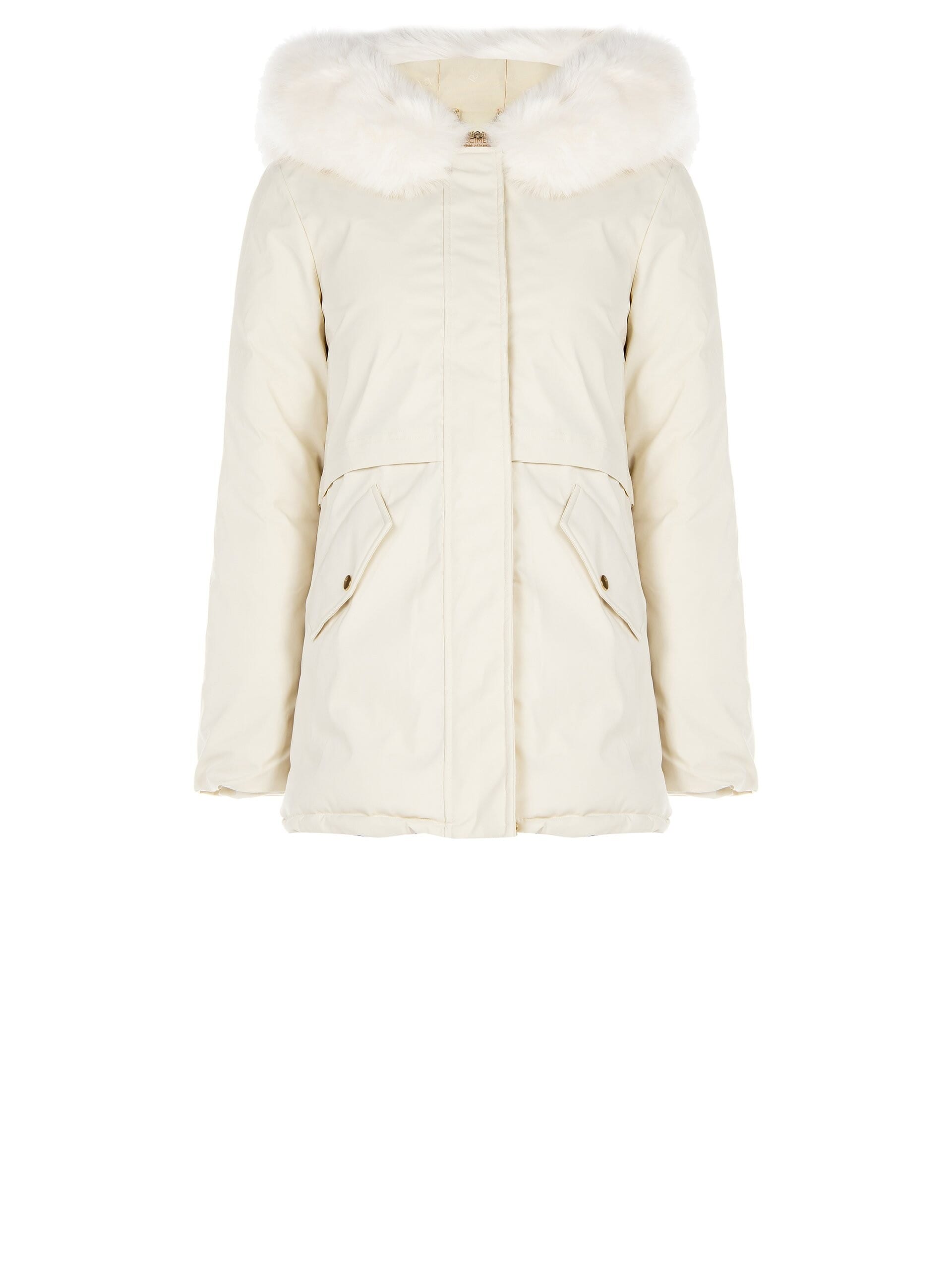 Manteau rembourré de style parka avec capuchon et fourrure synthétique amovible Rinascimento