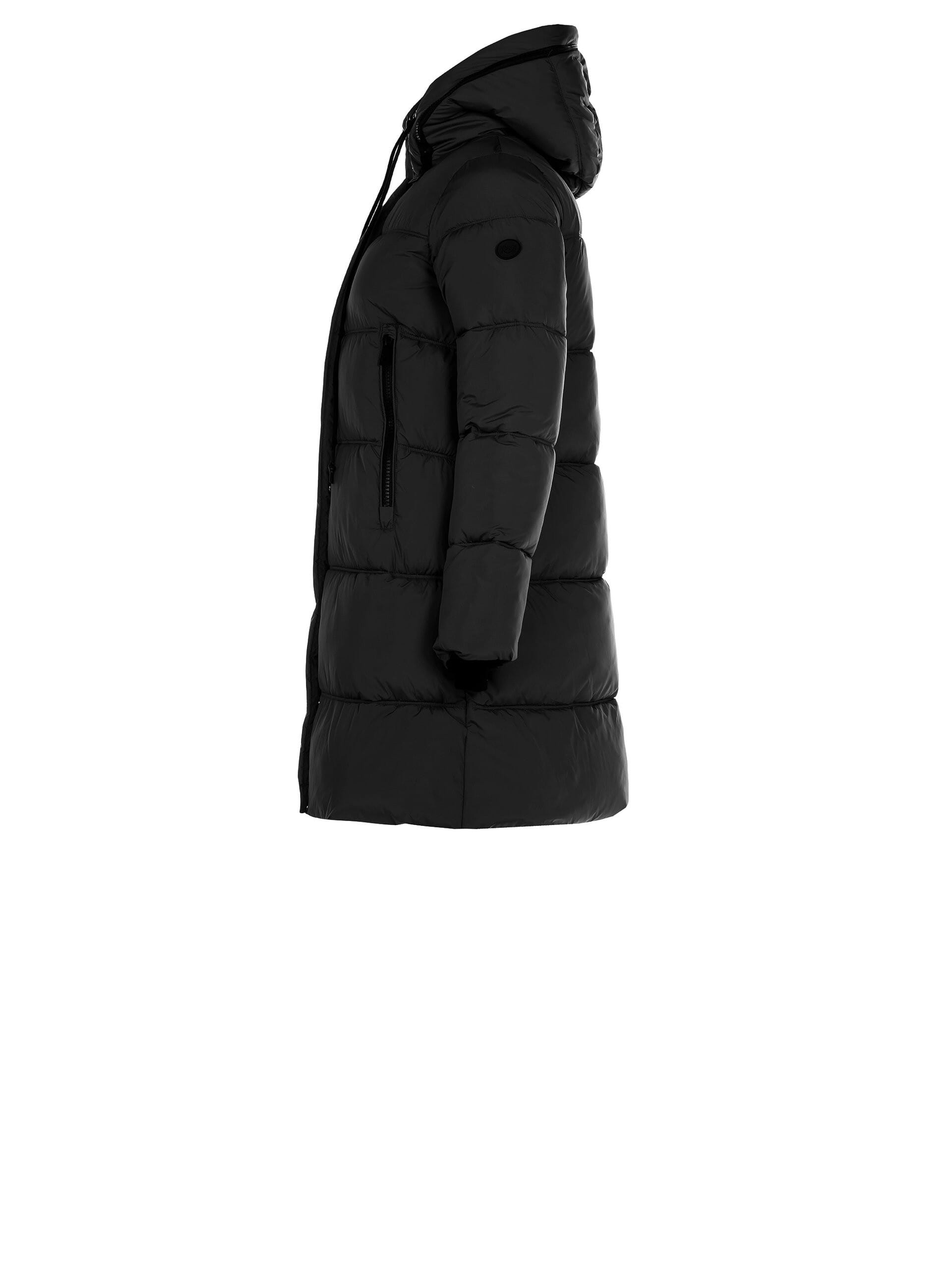 Piumino Lungo Trapuntato Con Stampa Logo Nel Cappuccio Rinascimento