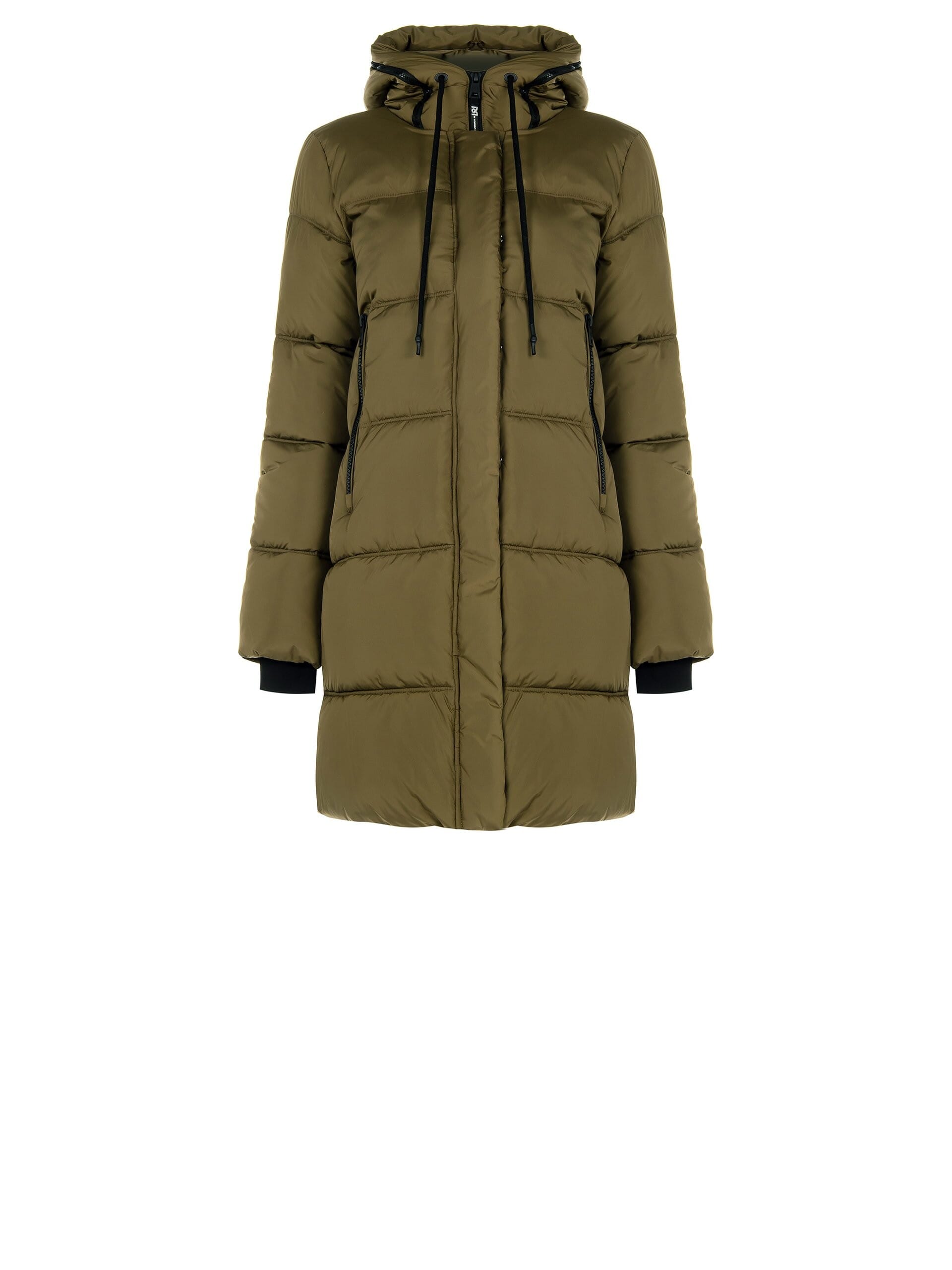 Piumino Lungo Trapuntato Con Stampa Logo Nel Cappuccio Rinascimento