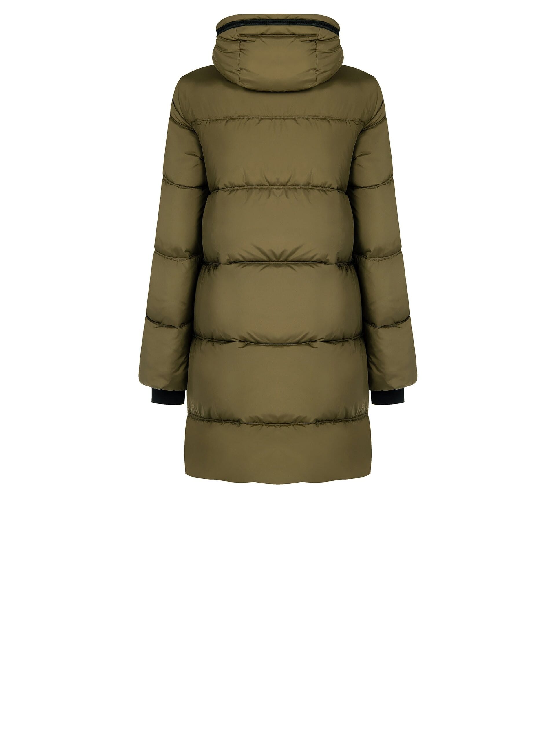 Piumino Lungo Trapuntato Con Stampa Logo Nel Cappuccio Rinascimento