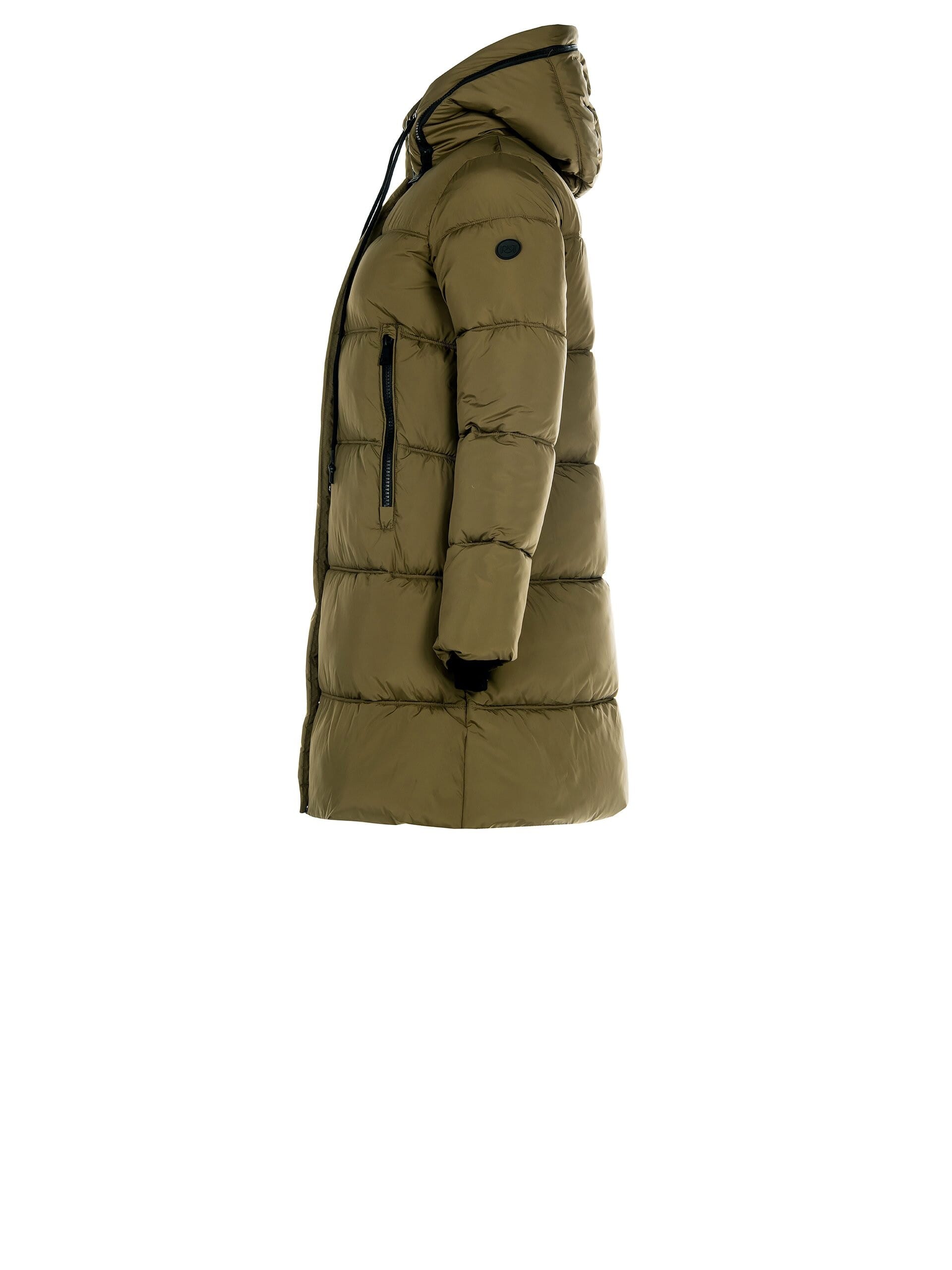 Piumino Lungo Trapuntato Con Stampa Logo Nel Cappuccio Rinascimento