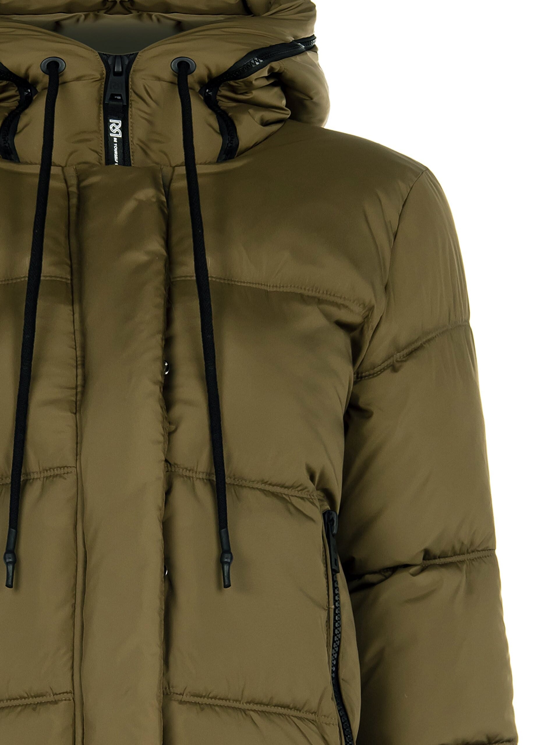 Piumino Lungo Trapuntato Con Stampa Logo Nel Cappuccio Rinascimento