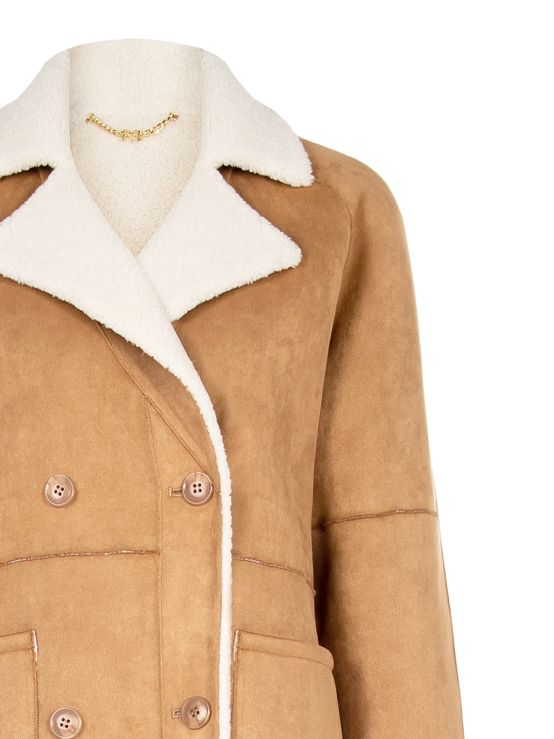 Cappotto Lungo In Simil Montone Con Maxi Tasche Rinascimento