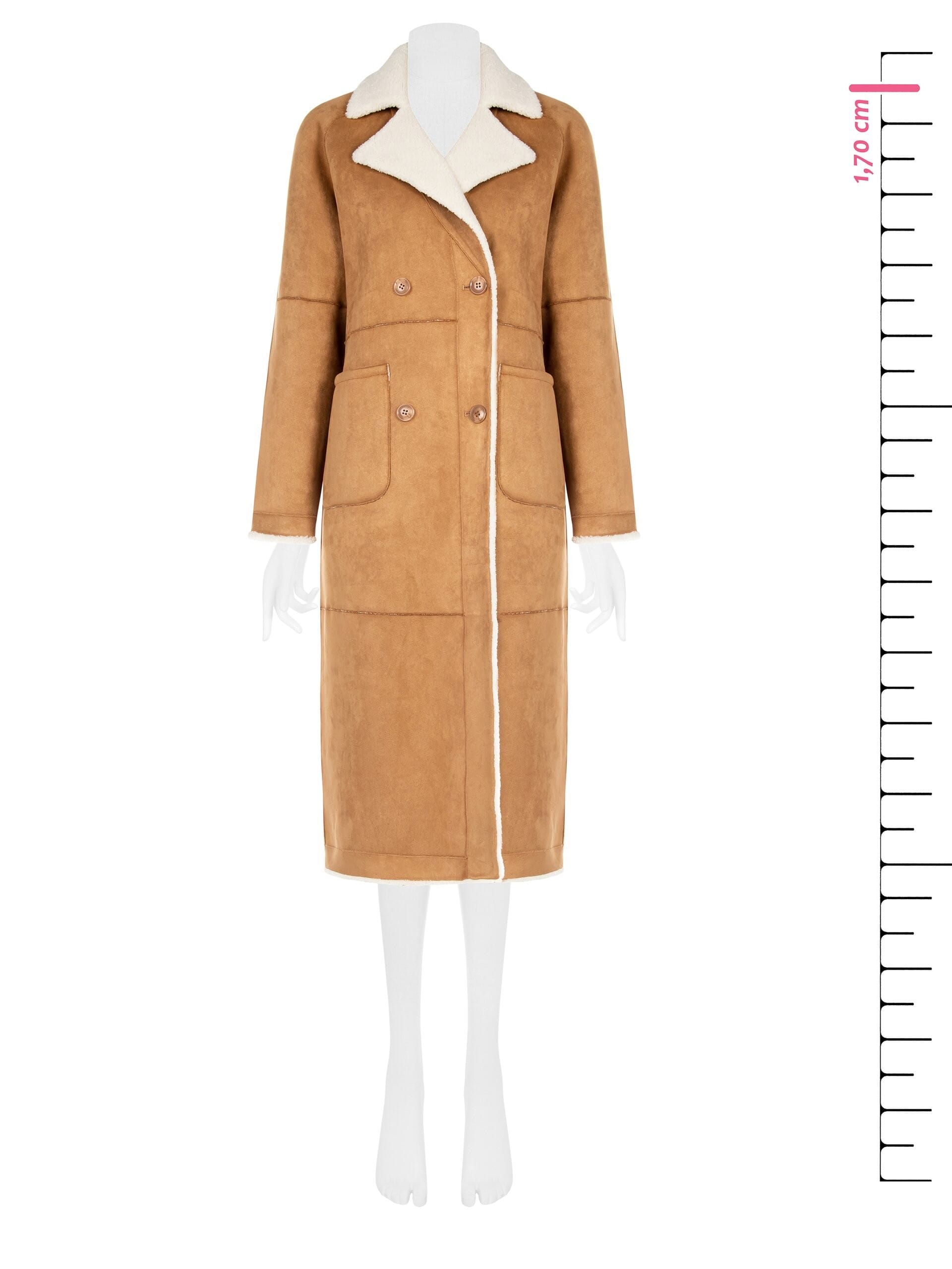 Cappotto Lungo In Simil Montone Con Maxi Tasche Rinascimento