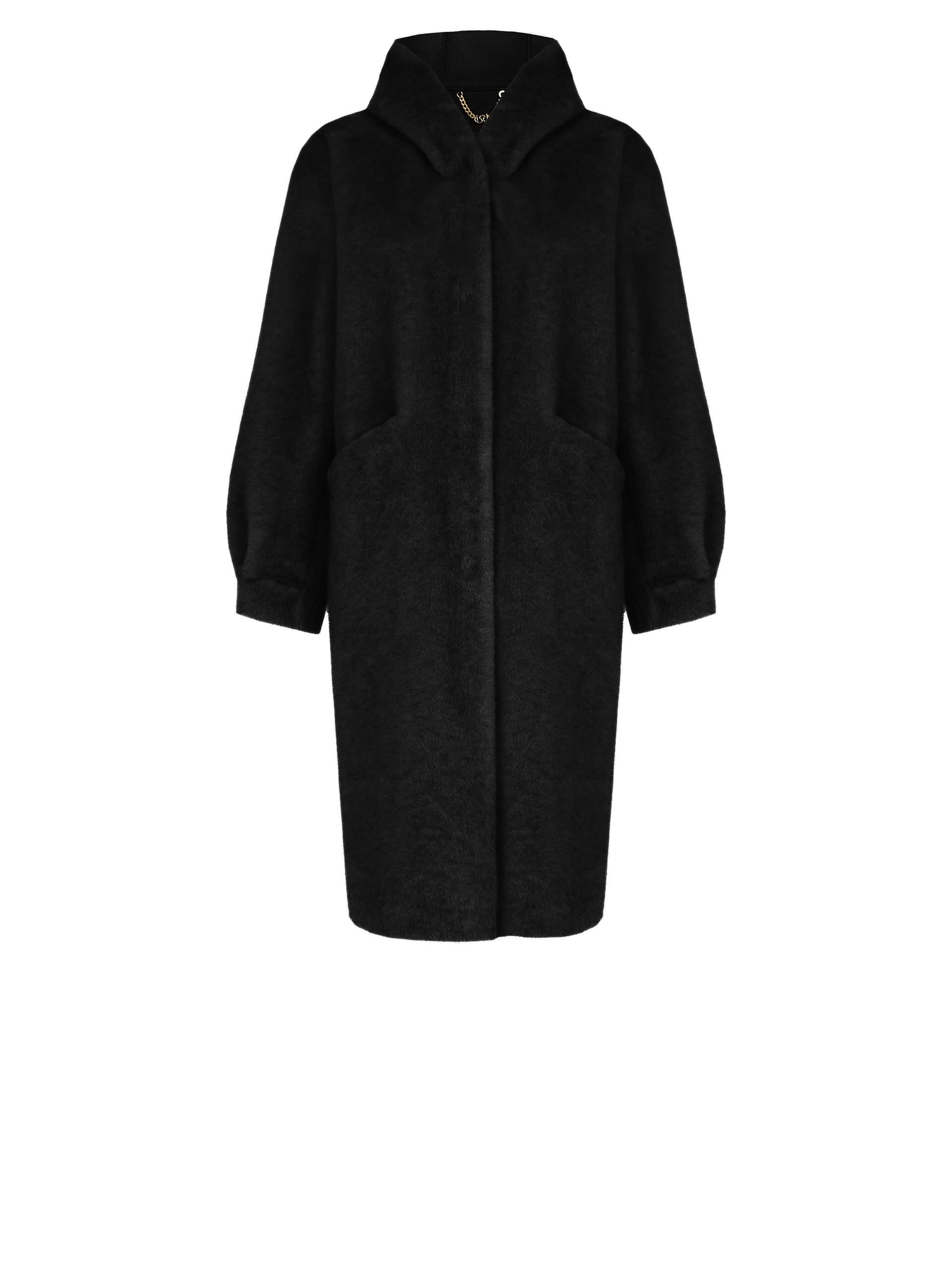 Long Synthetic Fur Coat With Hood Rinascimento