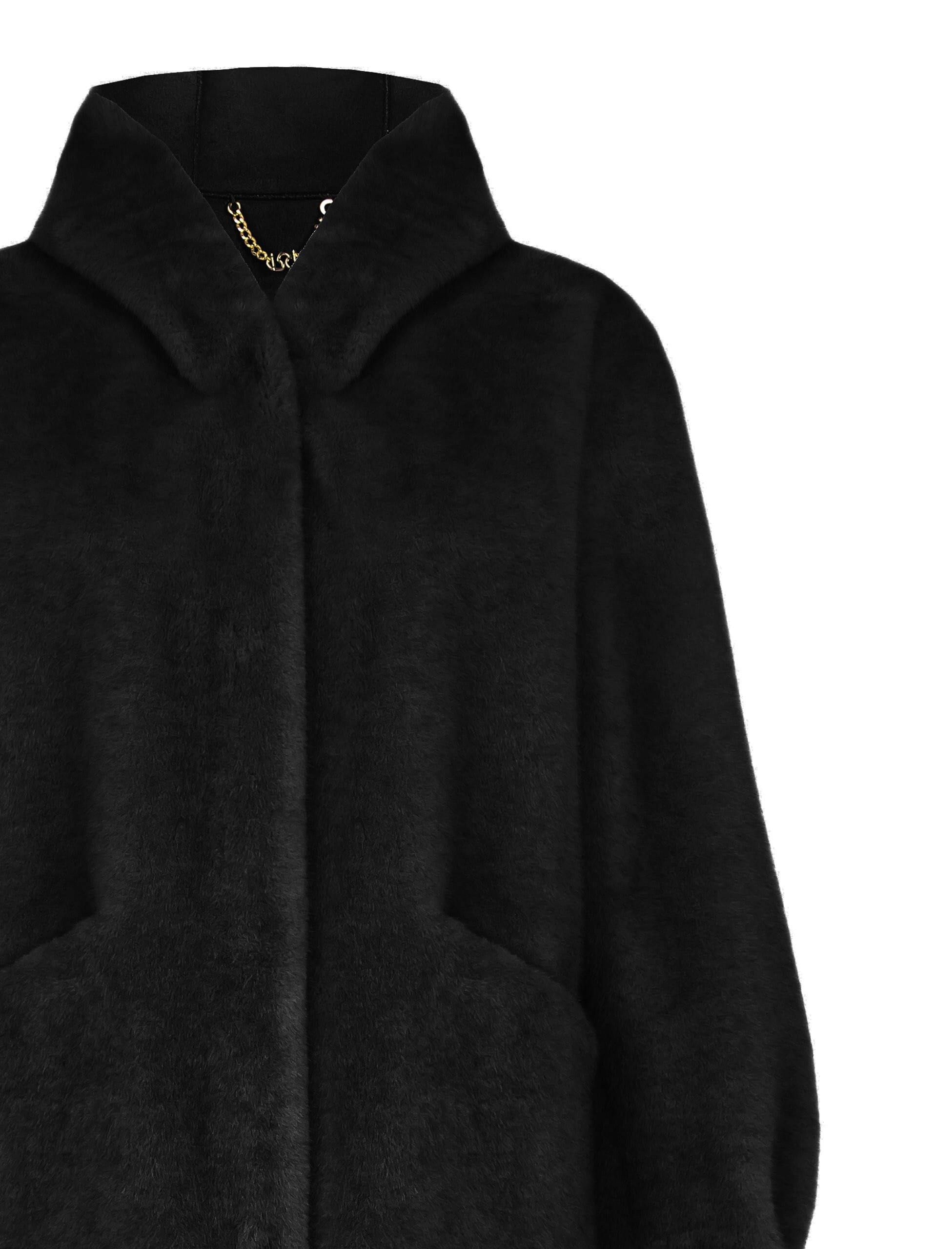 Long Synthetic Fur Coat With Hood Rinascimento