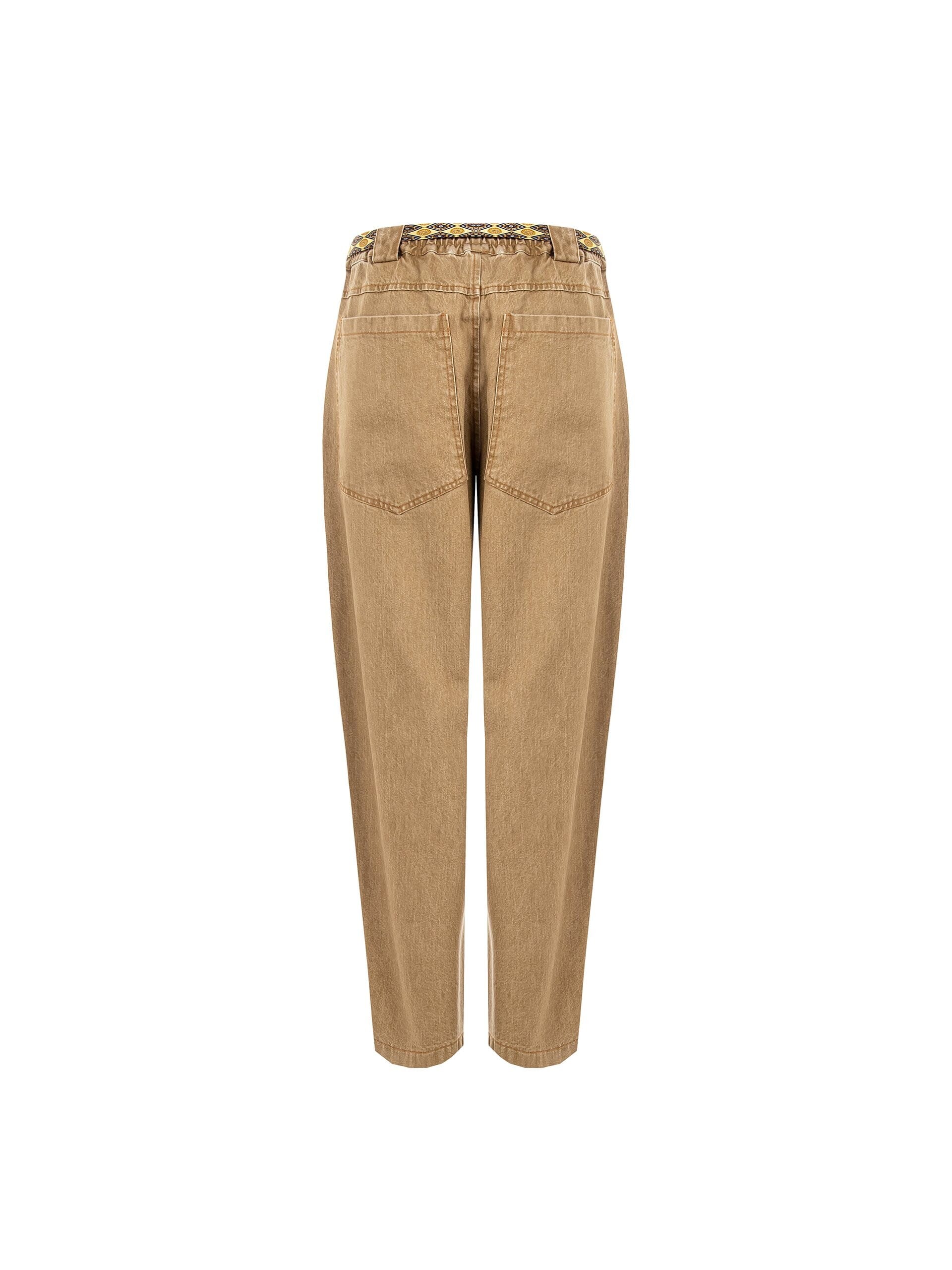 Pantalon en denim Carrot avec cravate et ceinture élastiquée Rinascimento