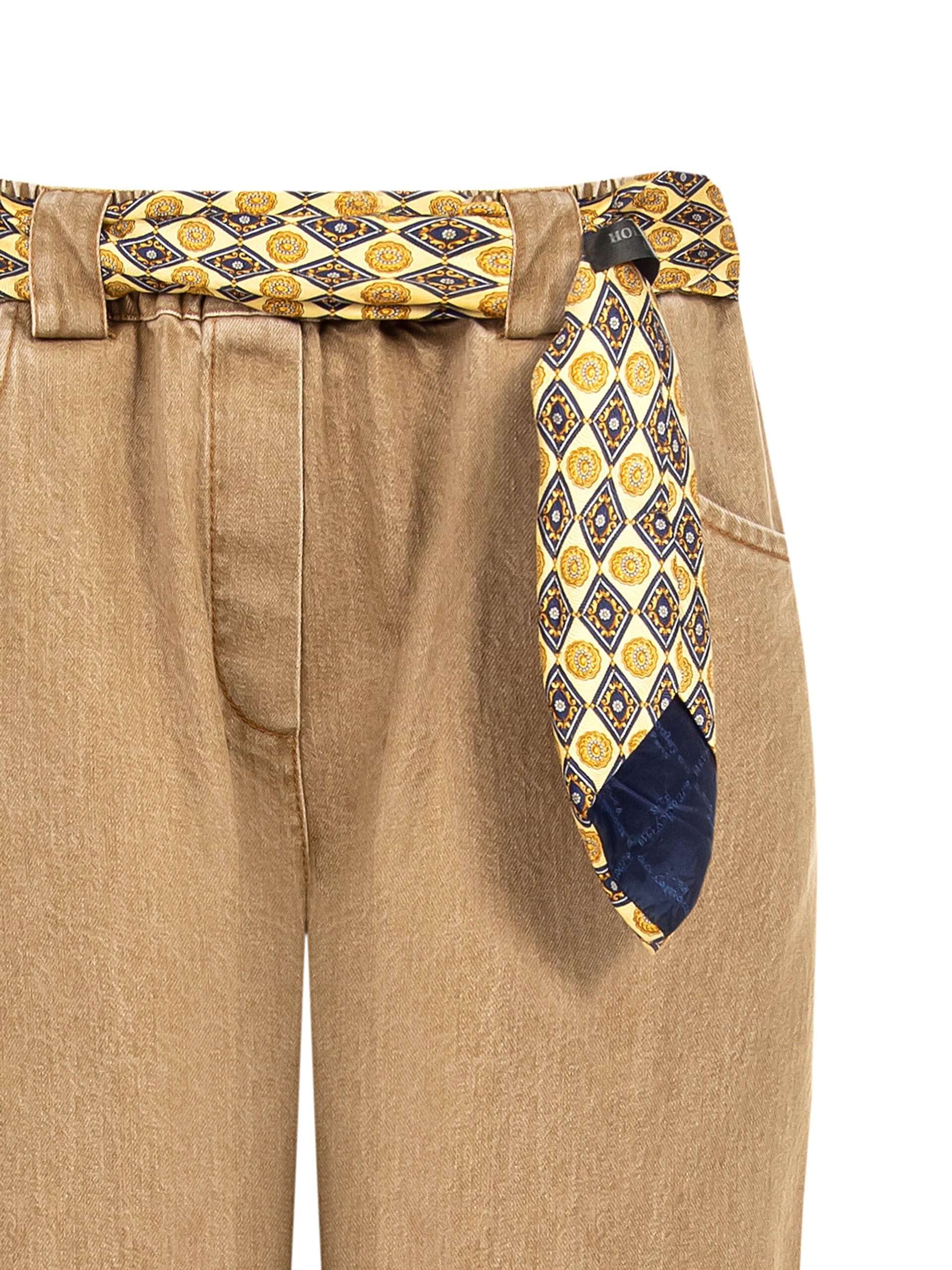 Pantalon en denim Carrot avec cravate et ceinture élastiquée Rinascimento