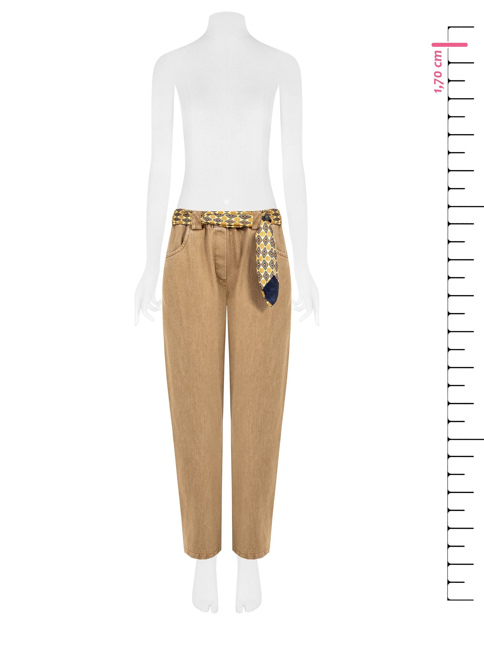 Pantalon en denim Carrot avec cravate et ceinture élastiquée Rinascimento