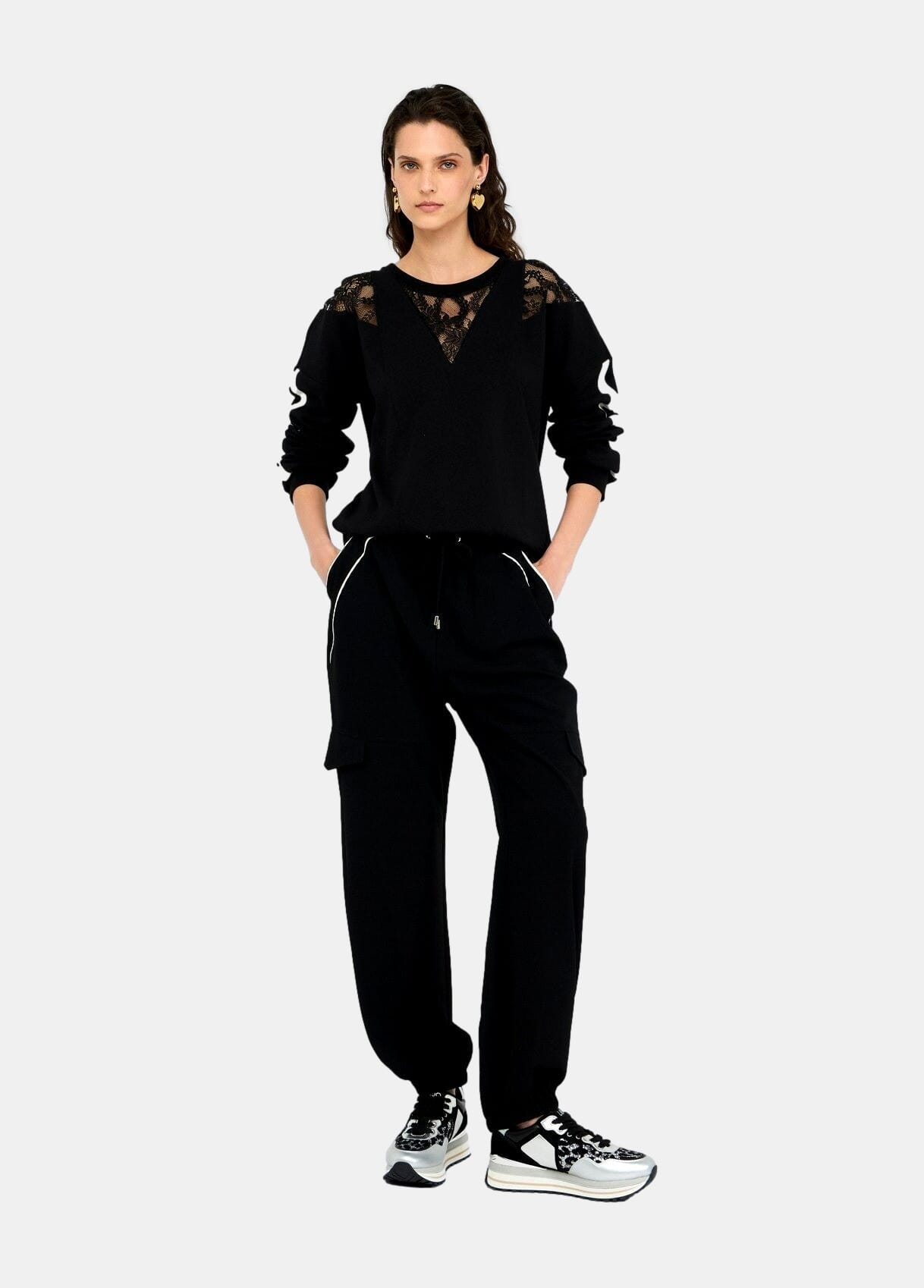 Liu Jo Cotton Sweatshirt With Lace