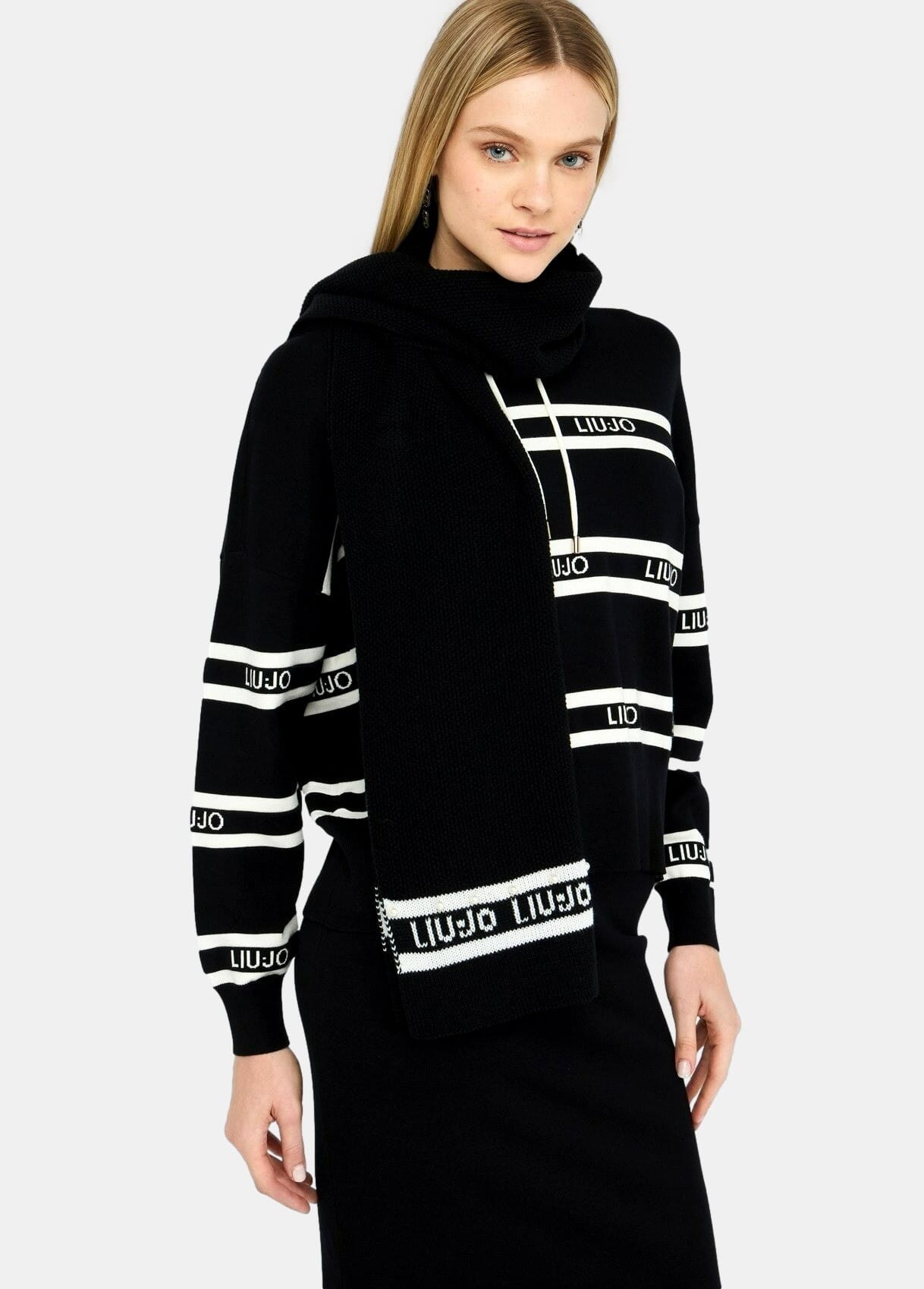 Sciarpa Con Logo E Perle Liu Jo