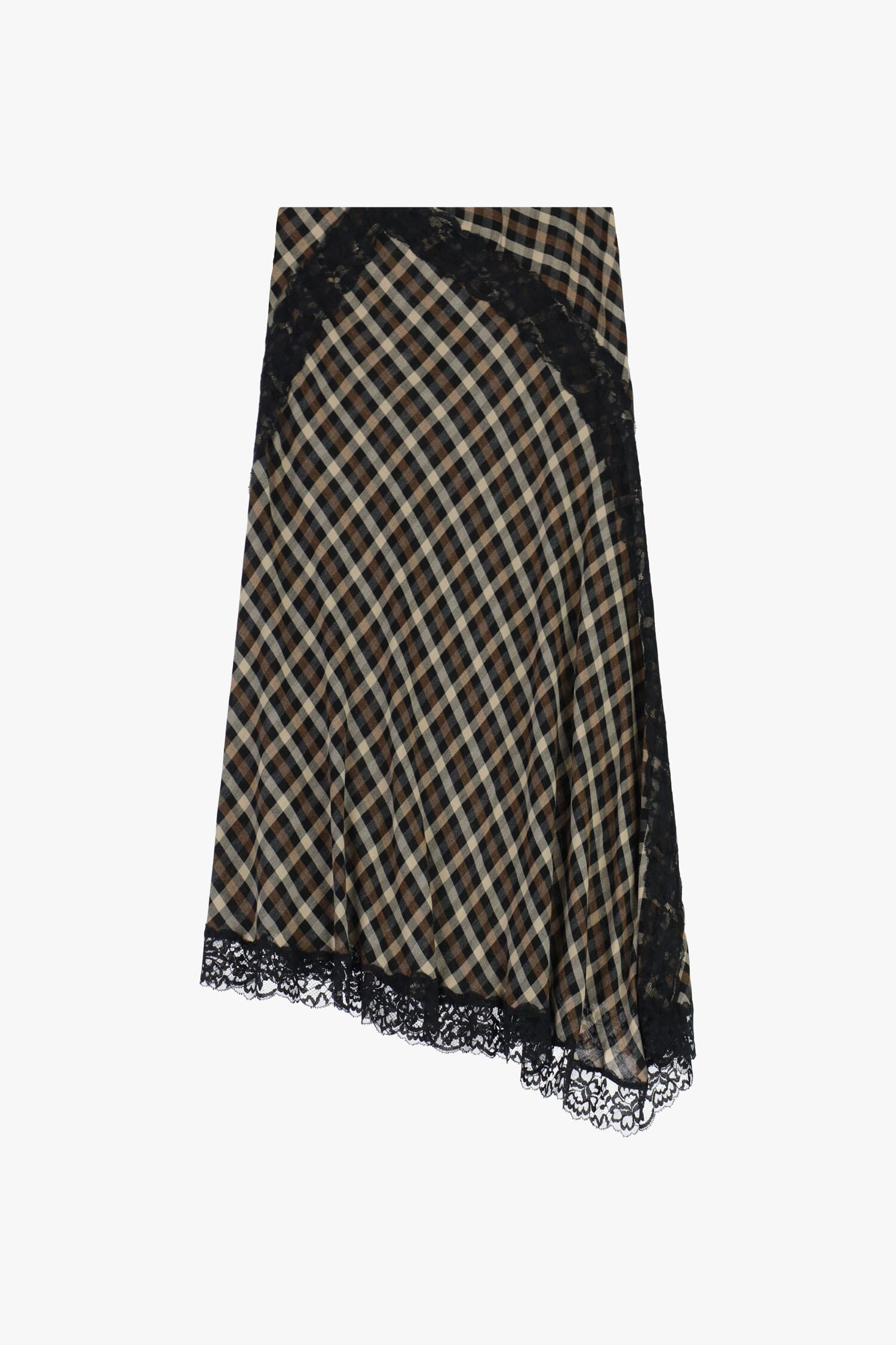 Gonna Midi A Quadri Con Bordo In Pizzo Dixie