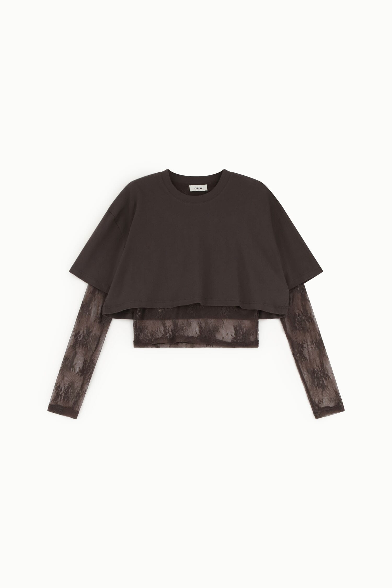 Top croisé à double couche avec manches en tulle Dixie