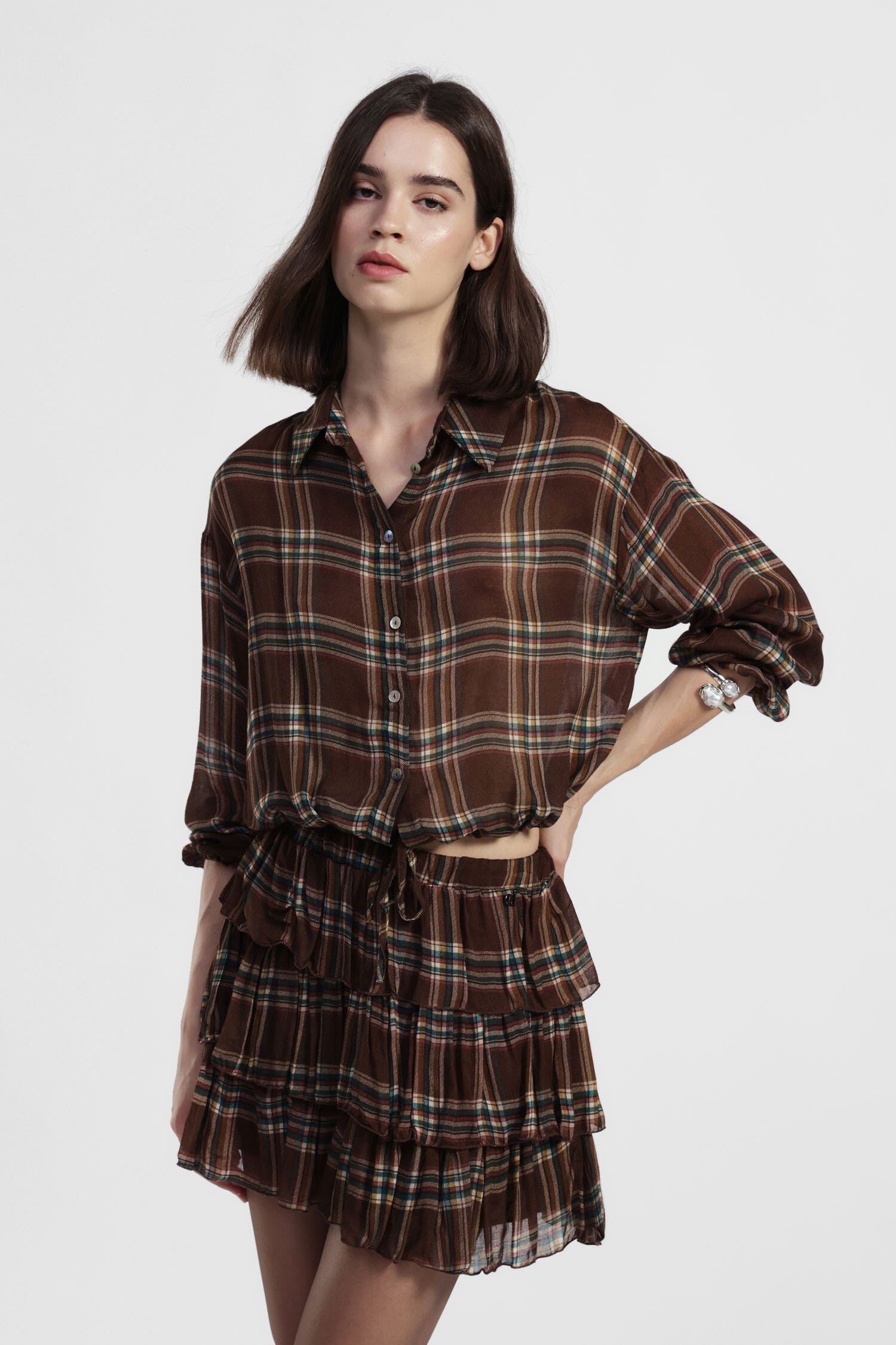 Dixie - Chemise courte à manches larges avec cordon de serrage