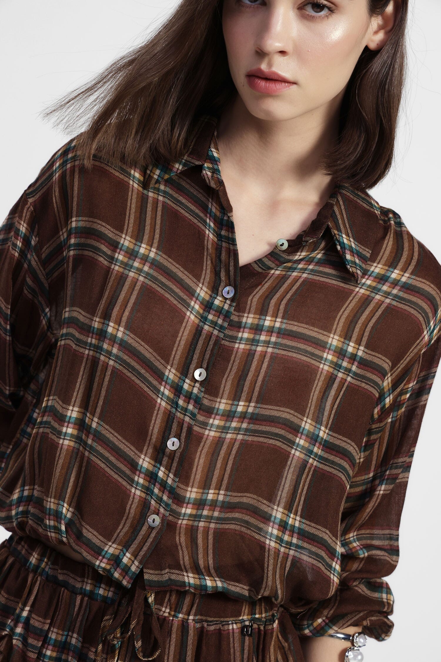 Dixie - Chemise courte à manches larges avec cordon de serrage