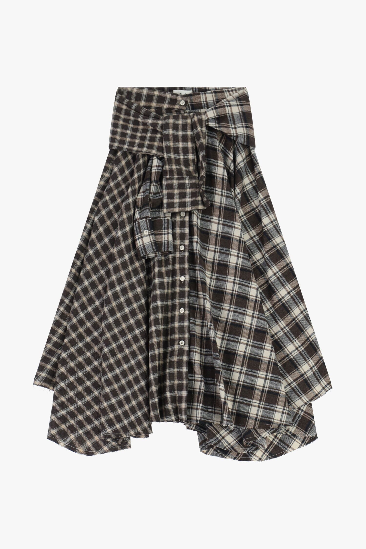 Dixie Check Pattern Asymmetrical Midi Skirt