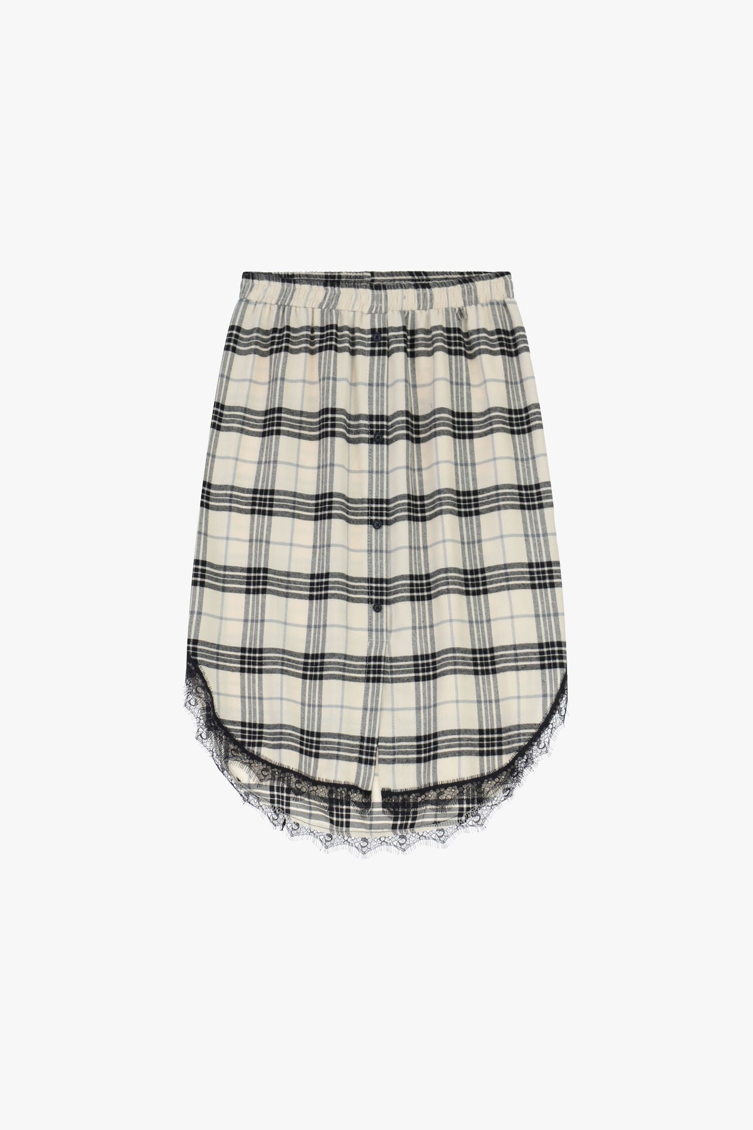 Gonna Corta A Quadri Con Bordo In Pizzo Dixie