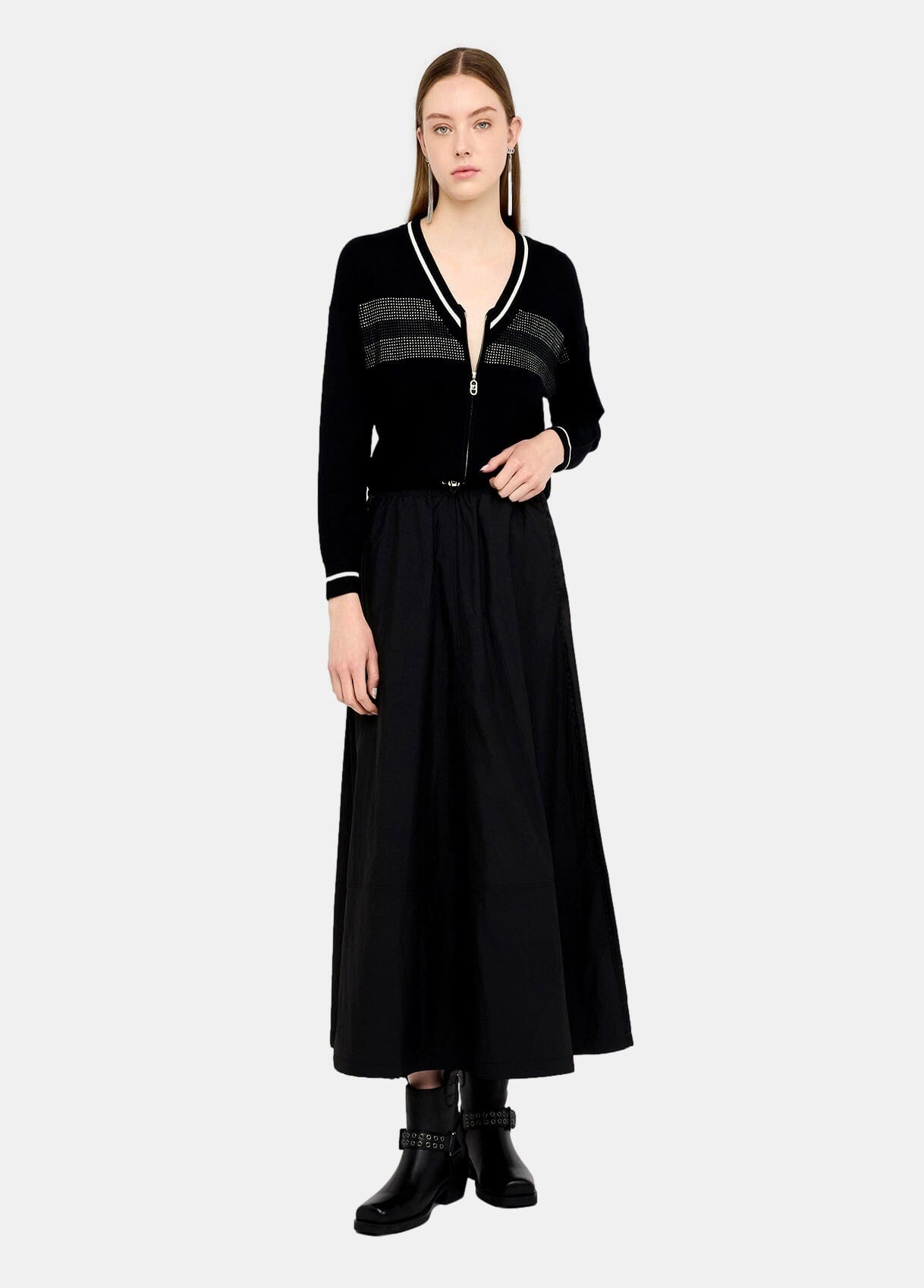 Maglia Con Zip E Strass Liu Jo