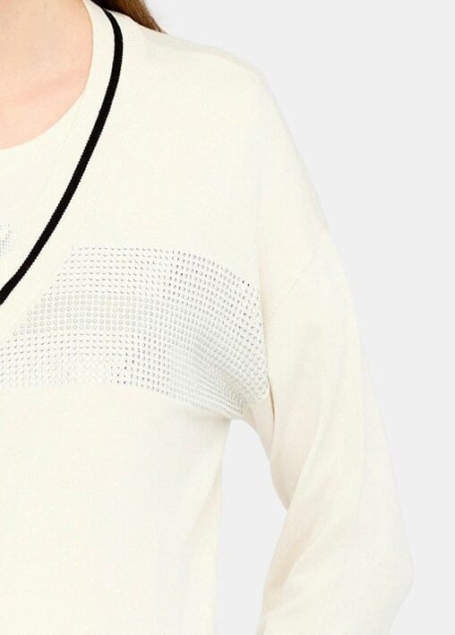 Maglia Con Zip E Strass Liu Jo