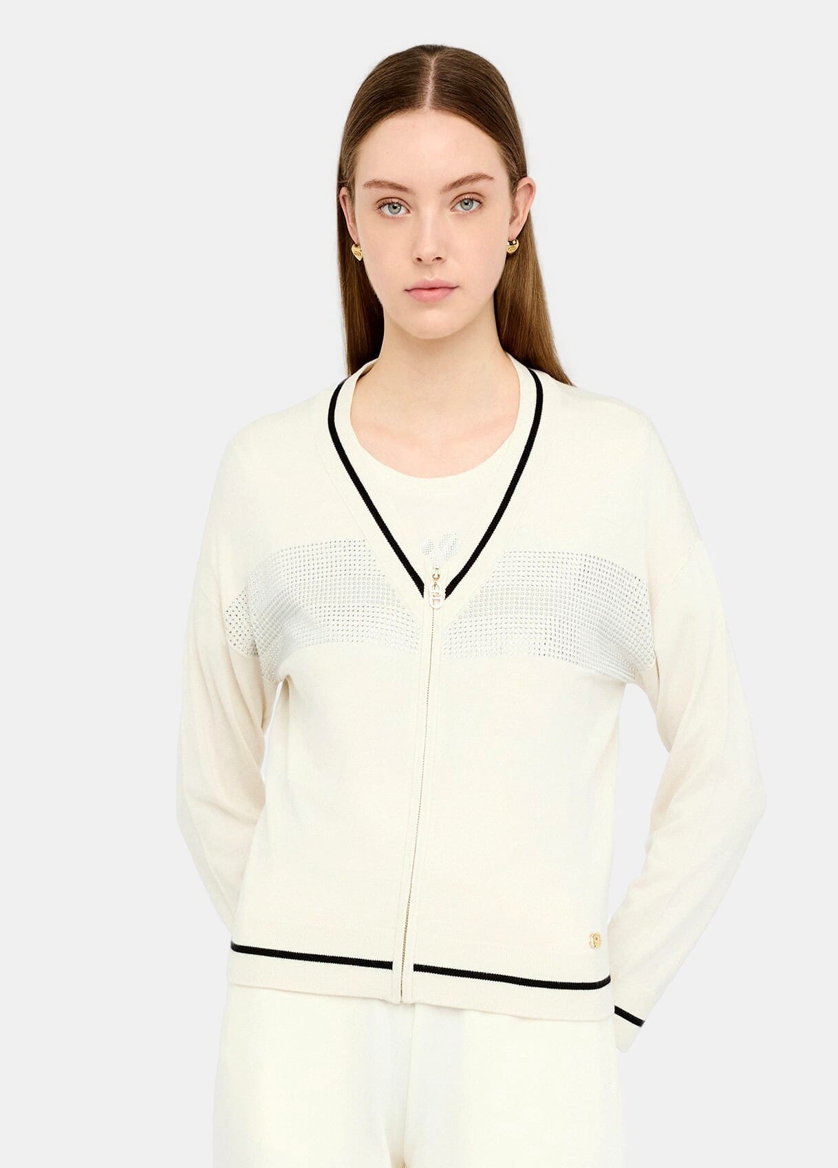 Maglia Con Zip E Strass Liu Jo