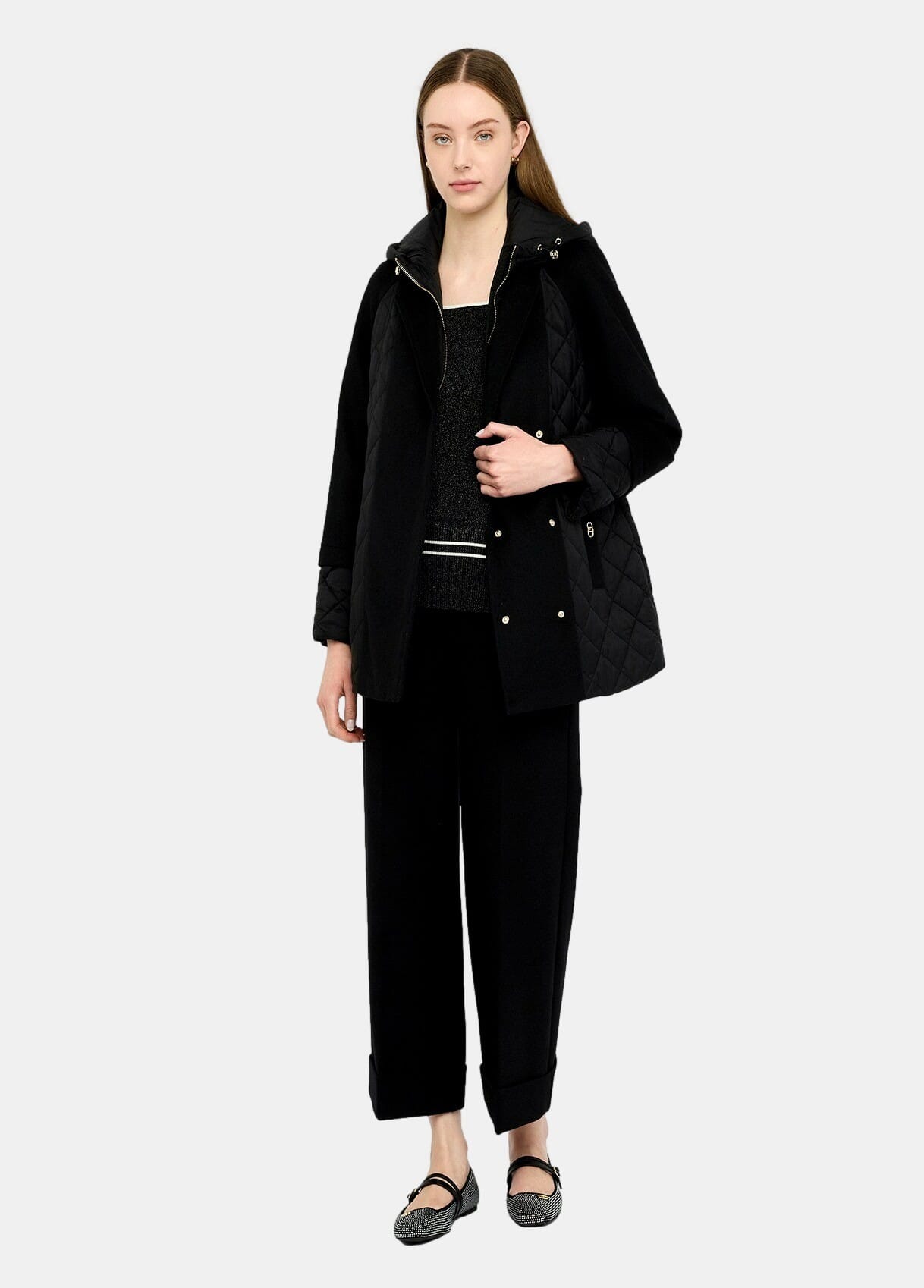 Coat With Quilted Nylon Inserts Liu Jo