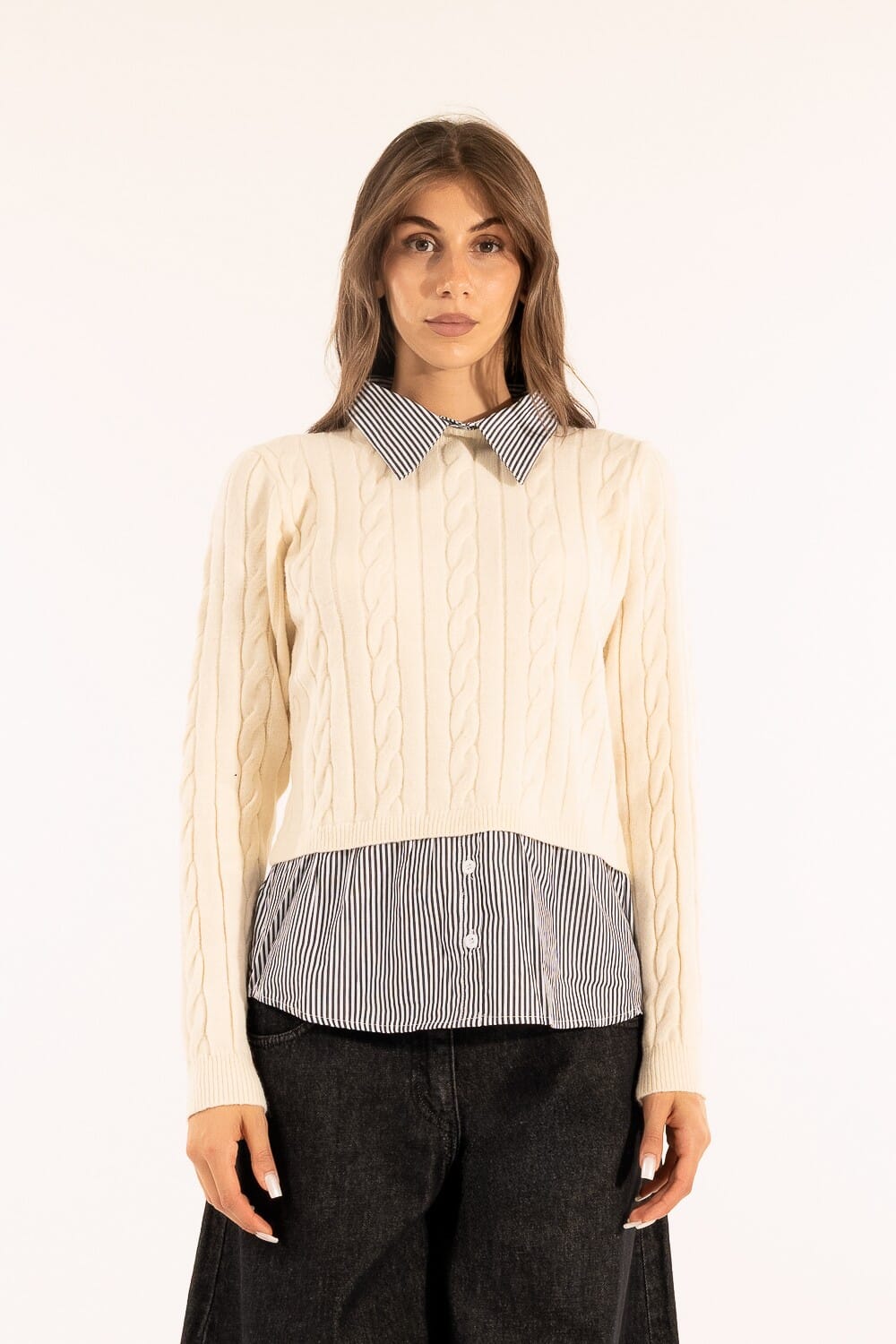 Maglia Trecce Con Camicia Bacchette Kontatto