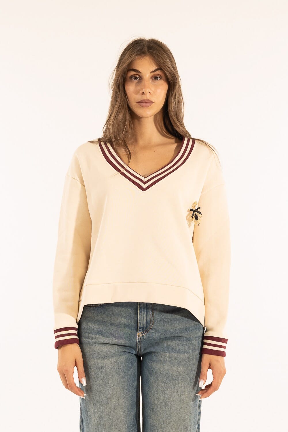 Felpa Scollo V College Kontatto