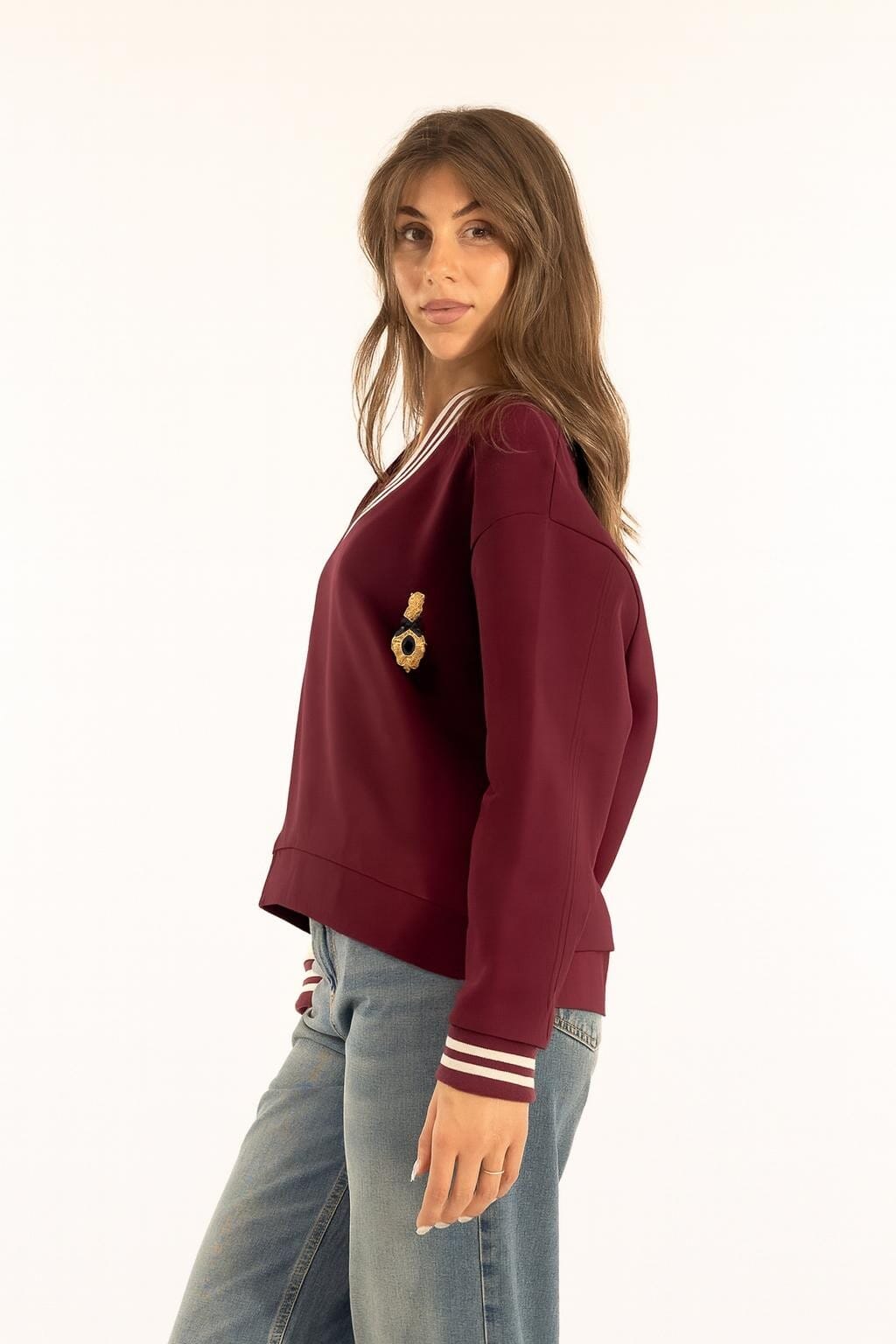 Felpa Scollo V College Kontatto