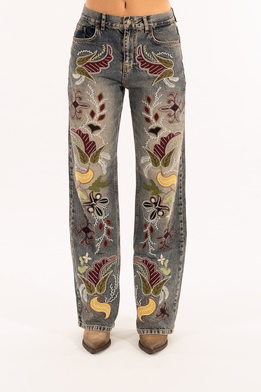 Kontatto Flower Embroidery Jeans