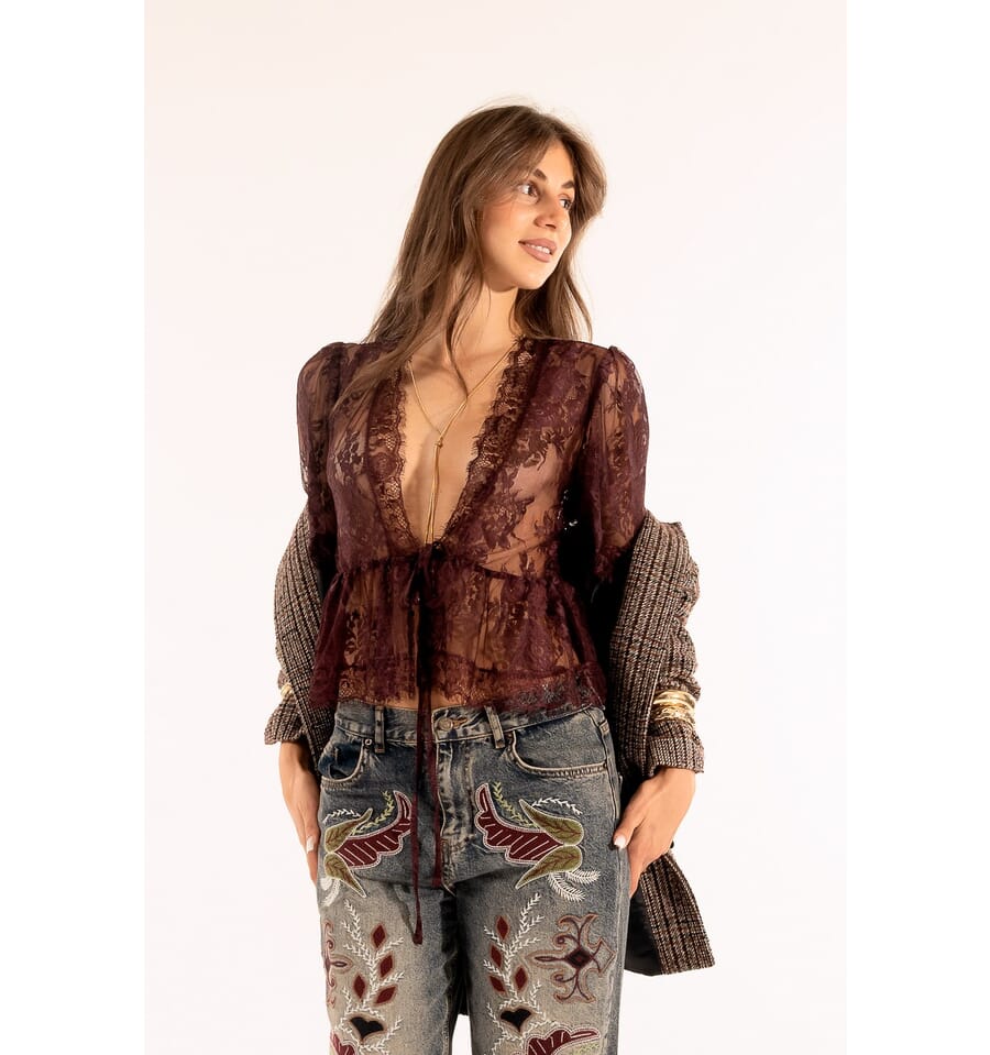 Blusa Laccio Pizzo M/C Kontatto Vestiti Firmati Life Smiles