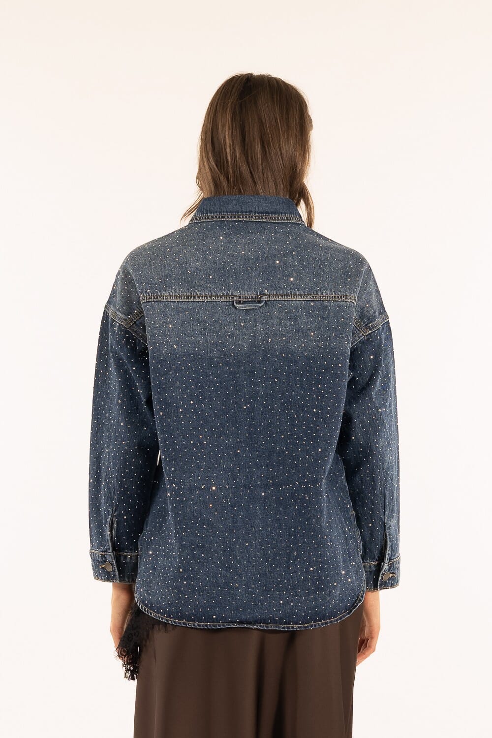 Camicia Over Denim Strass Kontatto