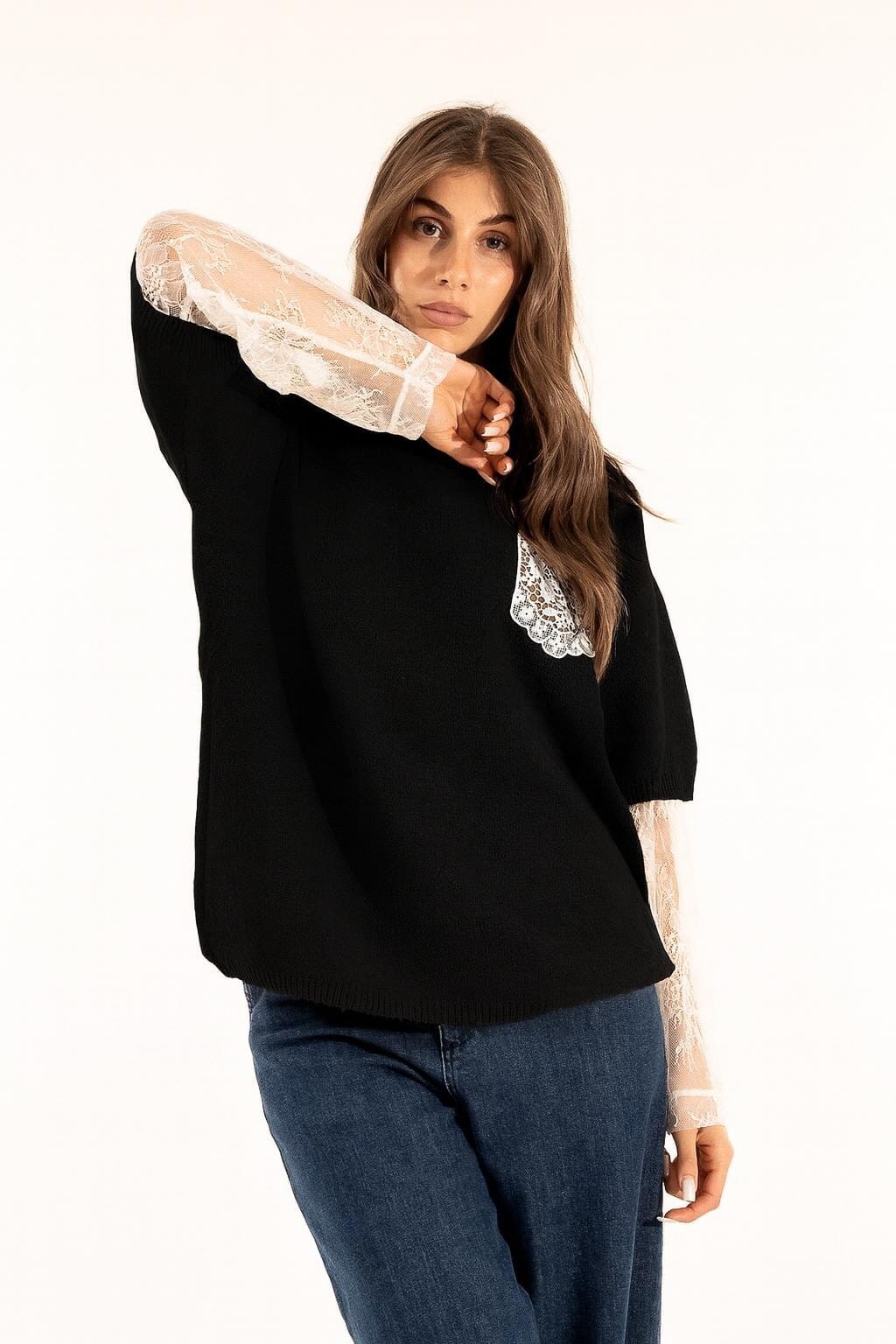 T-Shirt Manica E Taschino Pizzo Kontatto