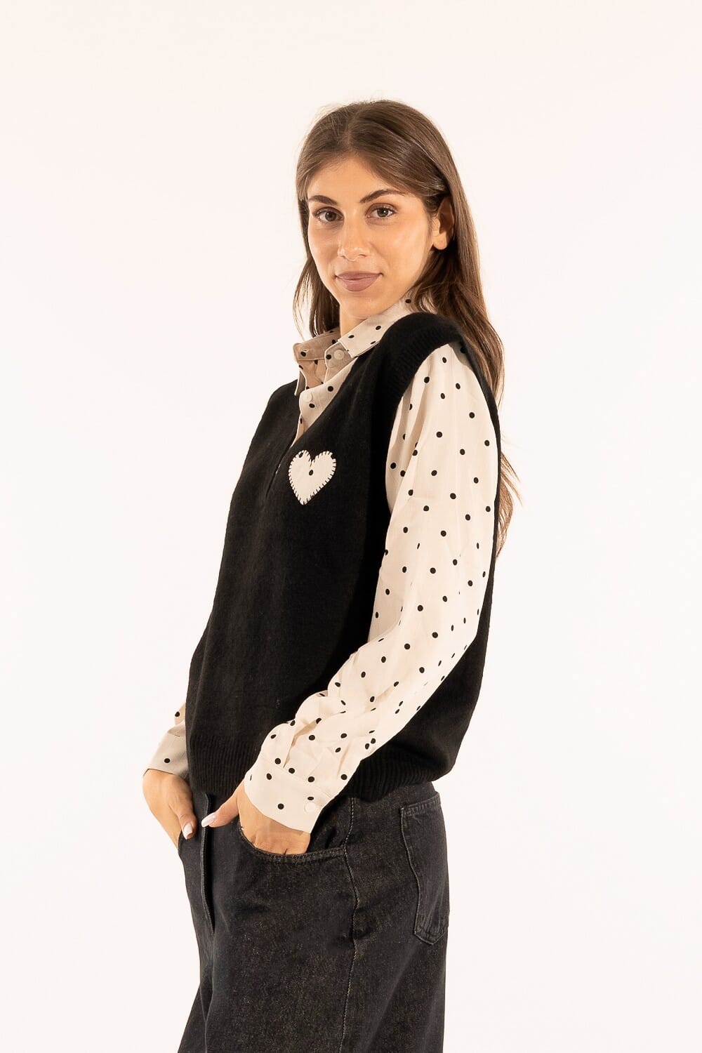 Gilet Con Camicia Pois Kontatto