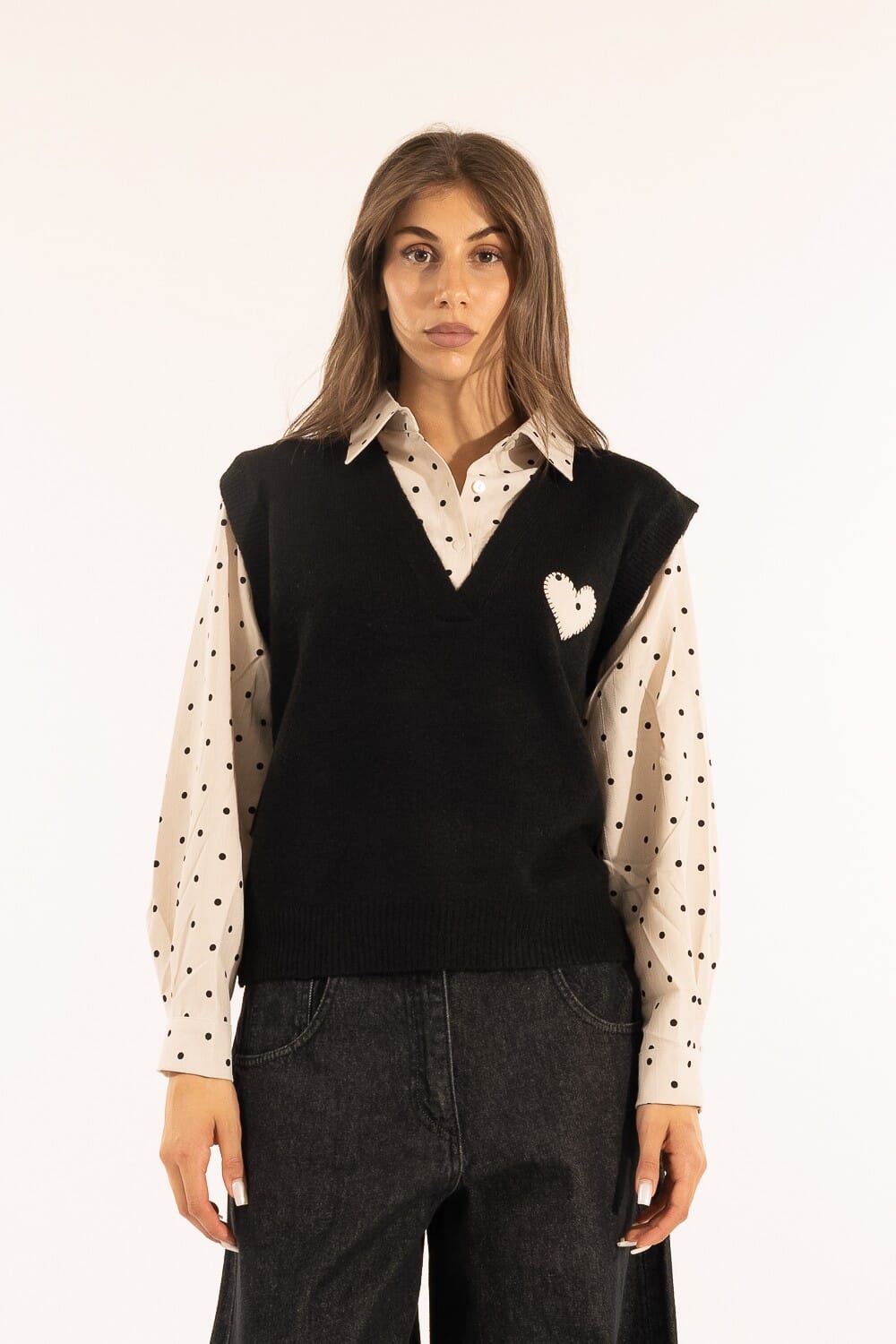 Gilet Con Camicia Pois Kontatto