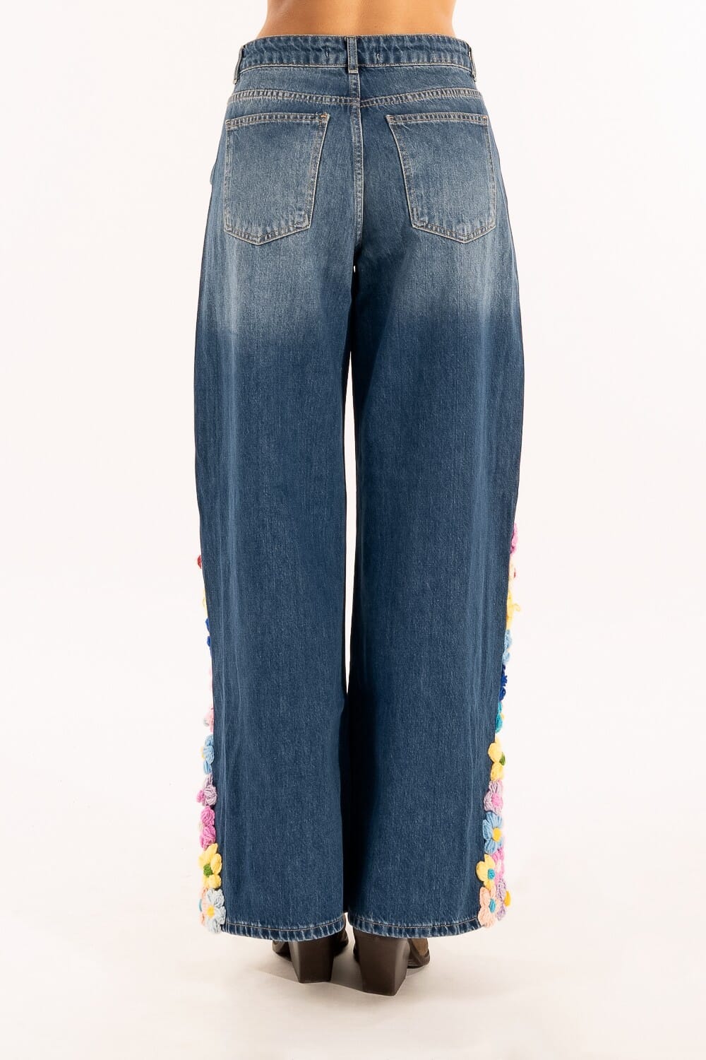 Jeans Palazzo Fiori Applicati Kontatto