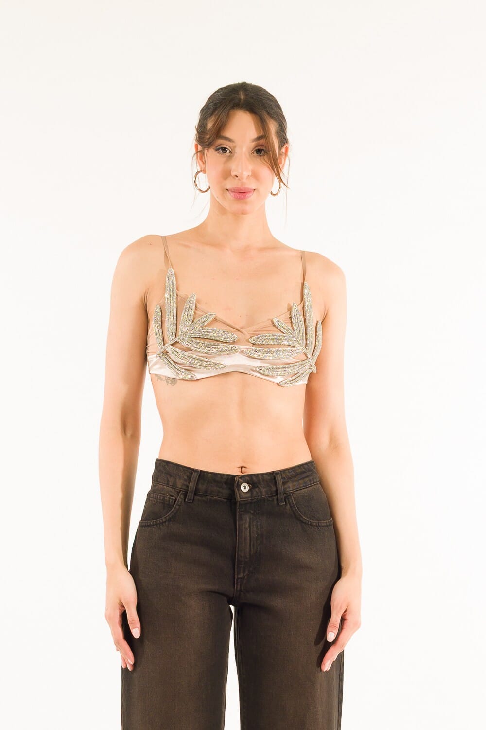 Kontatto Rhinestone Leaves Bra