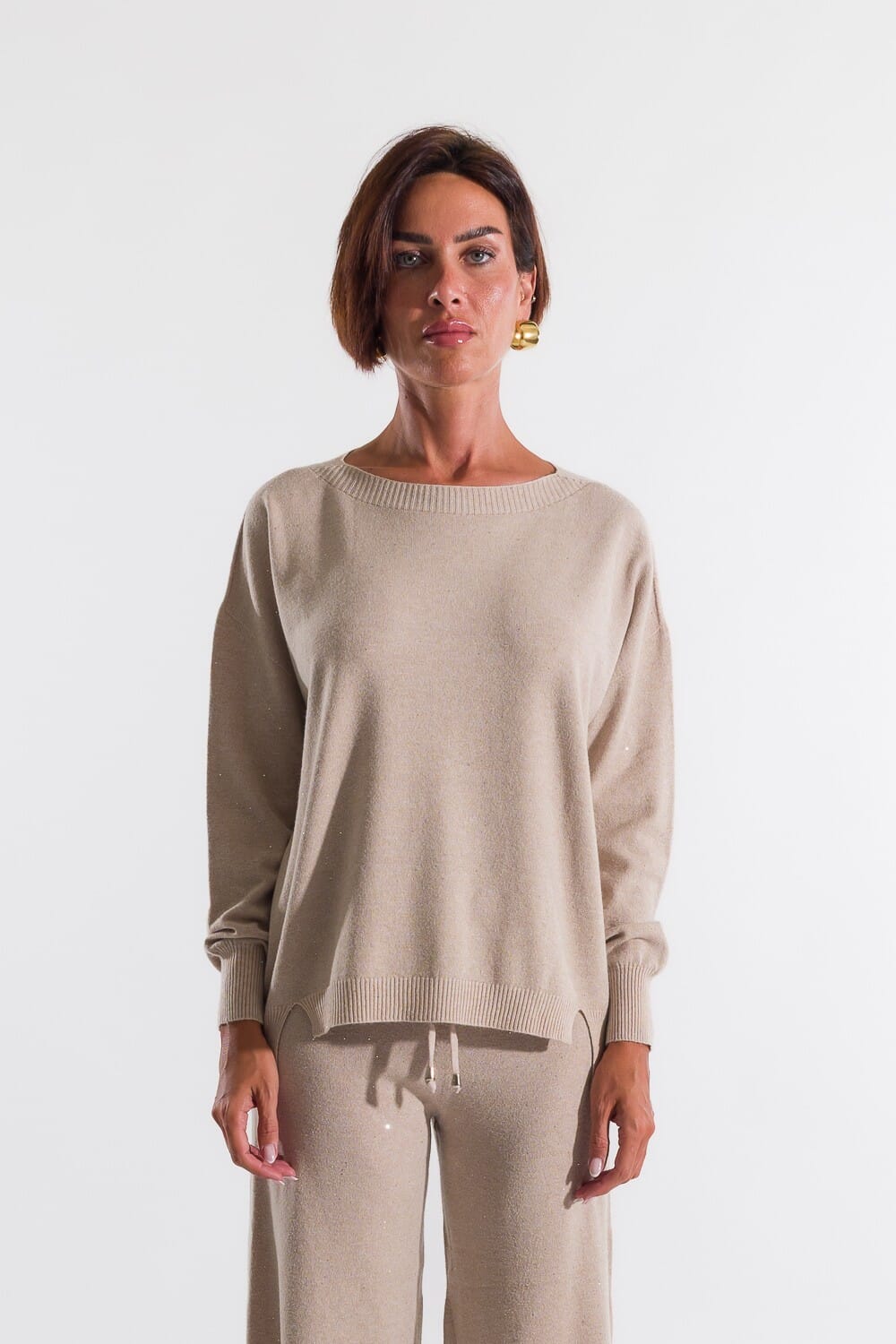 Kontatto Paillettes Long Sleeve Crew Neck Jumper