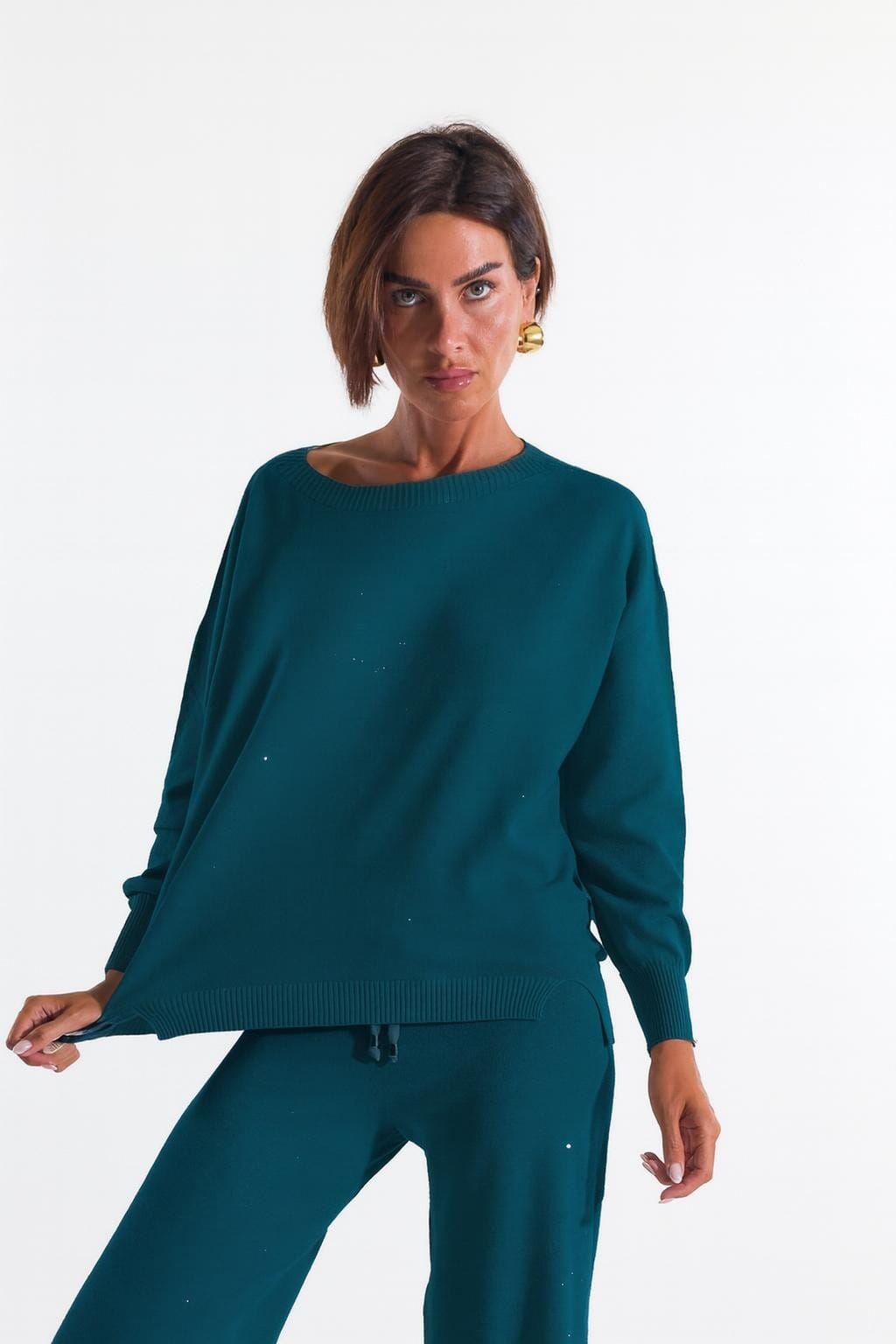 Kontatto Paillettes Long Sleeve Crew Neck Jumper
